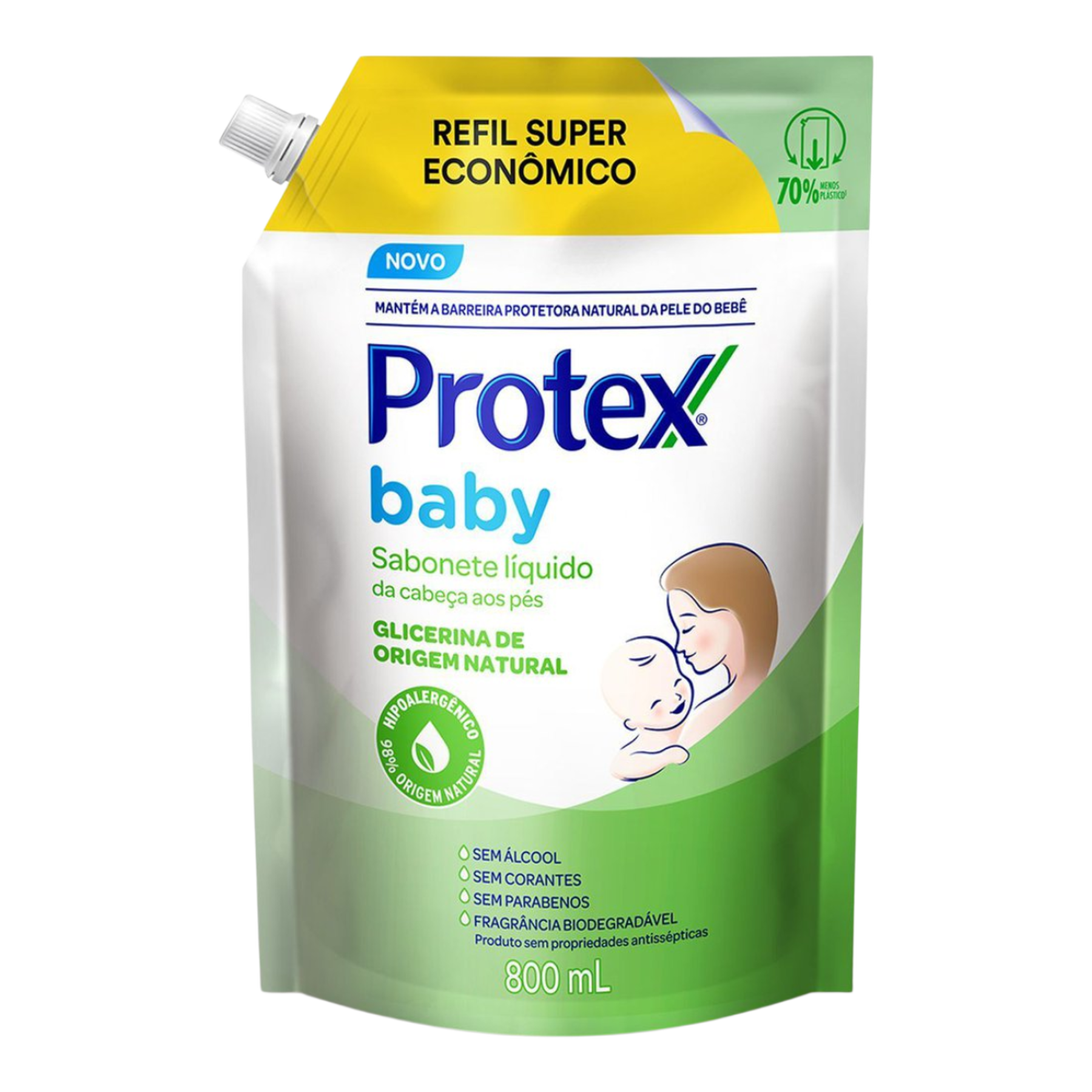 Sabonete L&iacute;quido Glicerina Natural Protex Baby Sach&ecirc; 800ml