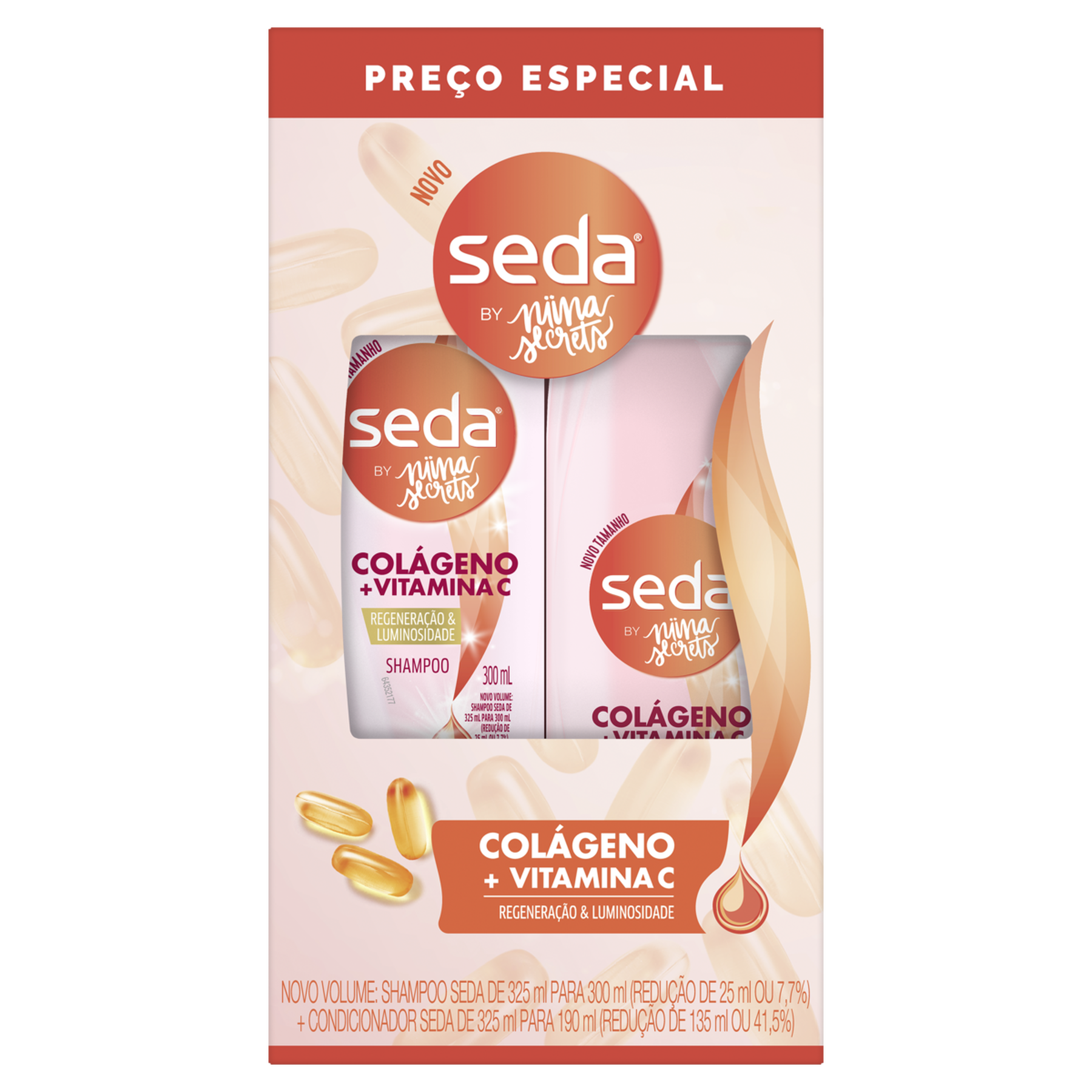 Shampoo 300ml + Condicionador 190ml Colágeno + Vitamina C Seda by Niina Secrets