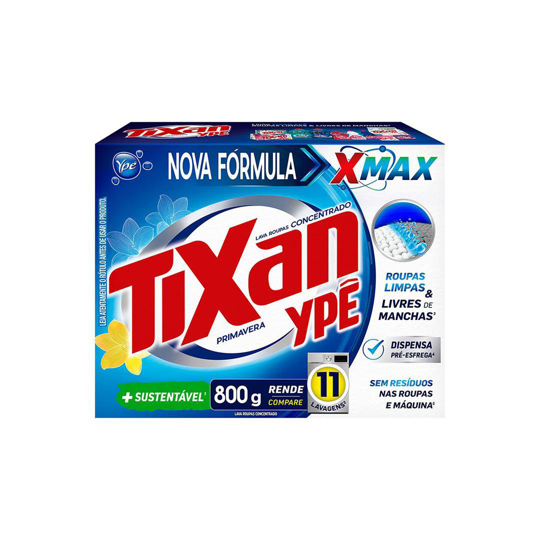 Sabão em Pó Concentrado Primavera Tixan Ypê Caixa 800g