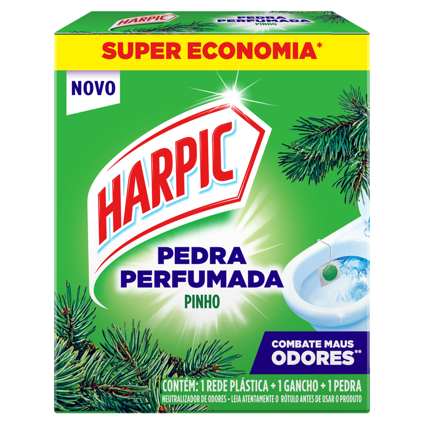 Neutralizador de Odores Pedra Perfumada Pinho Harpic Caixa - Embalagem Super Economia