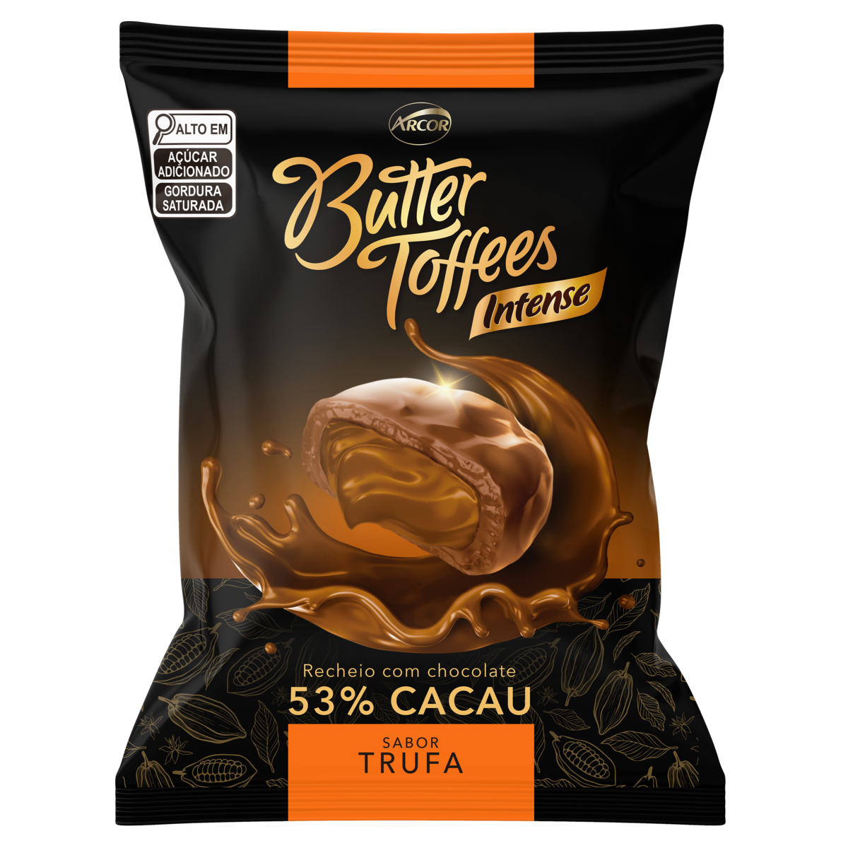 Bala Trufa Recheio Chocolate 53% Cacau Butter Toffees Intense Pacote 90g