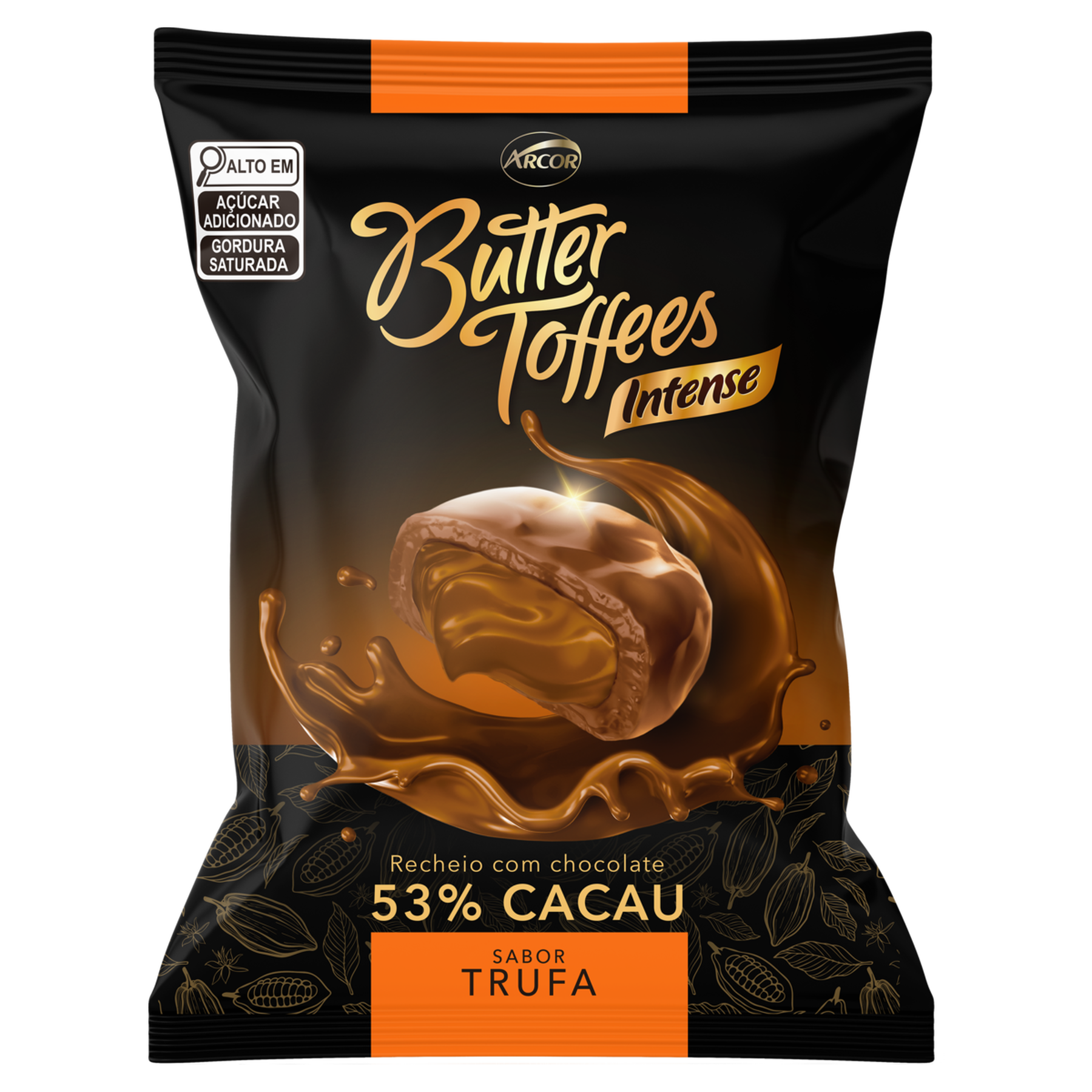 Bala Trufa Recheio Chocolate 53% Cacau Butter Toffees Intense Pacote 90g