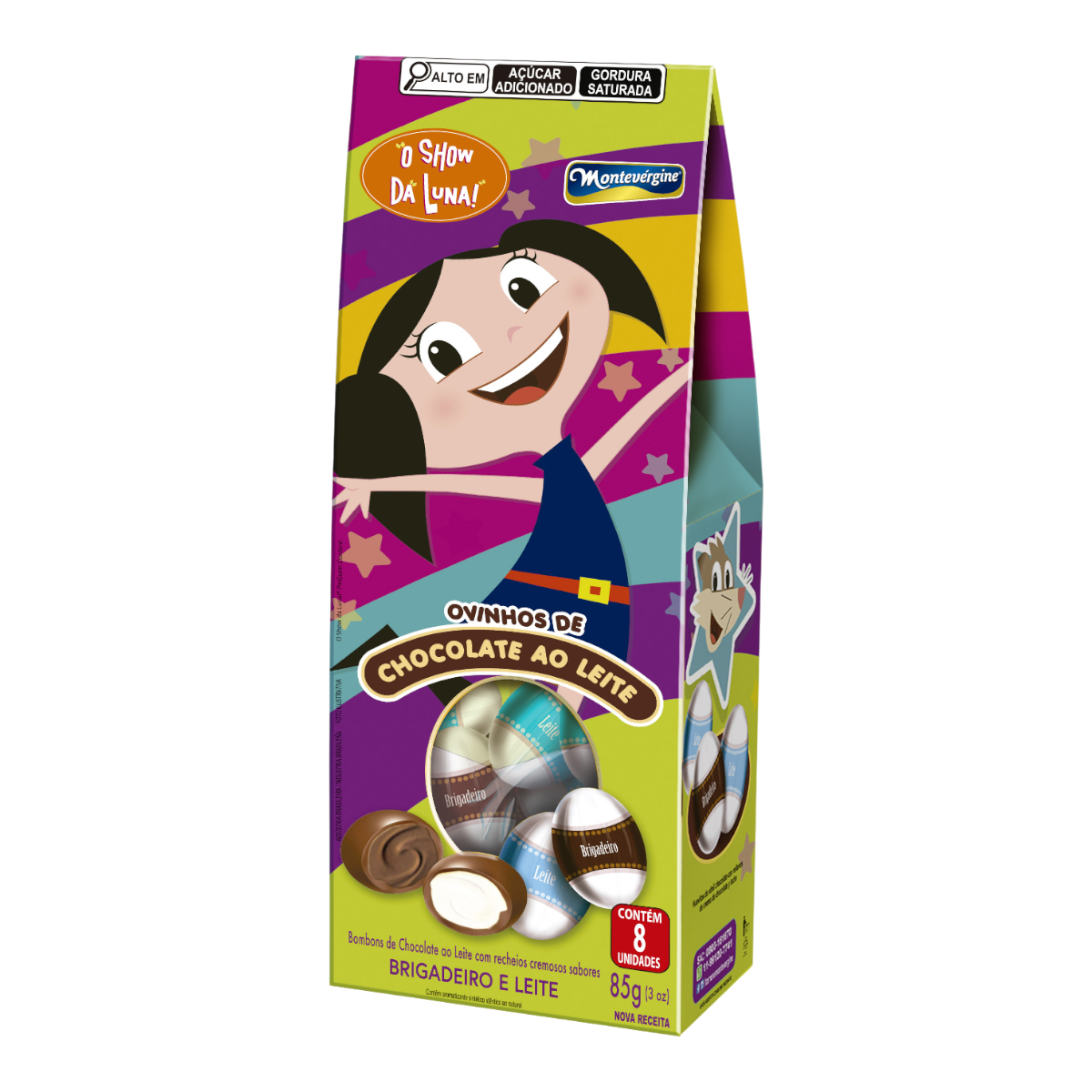 Ovinhos de Chocolate ao Leite Brigadeiro e Leite O Show da Luna Montev&eacute;rgine 85g