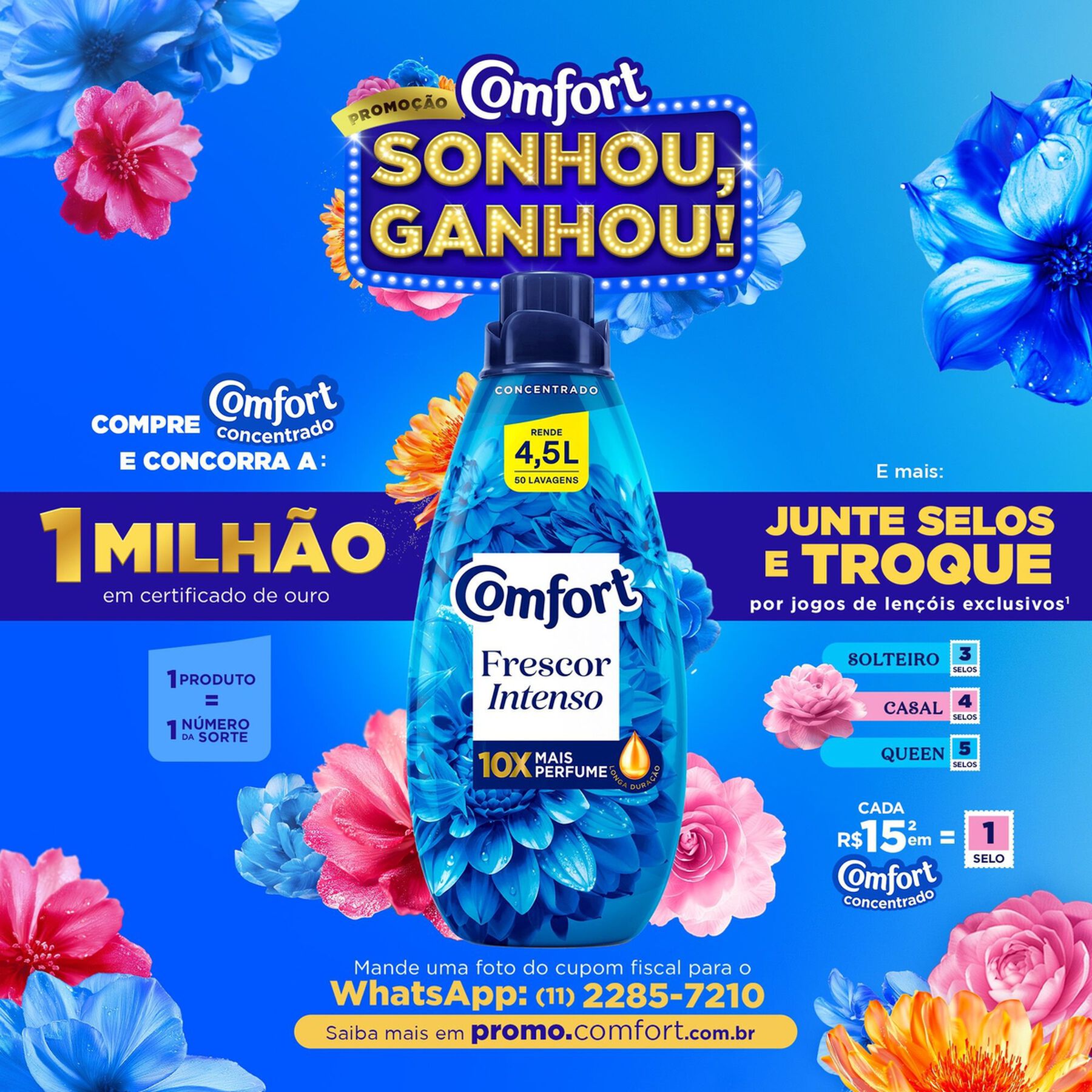 Amaciante Concentrado Comfort Frescor Intenso 1 L