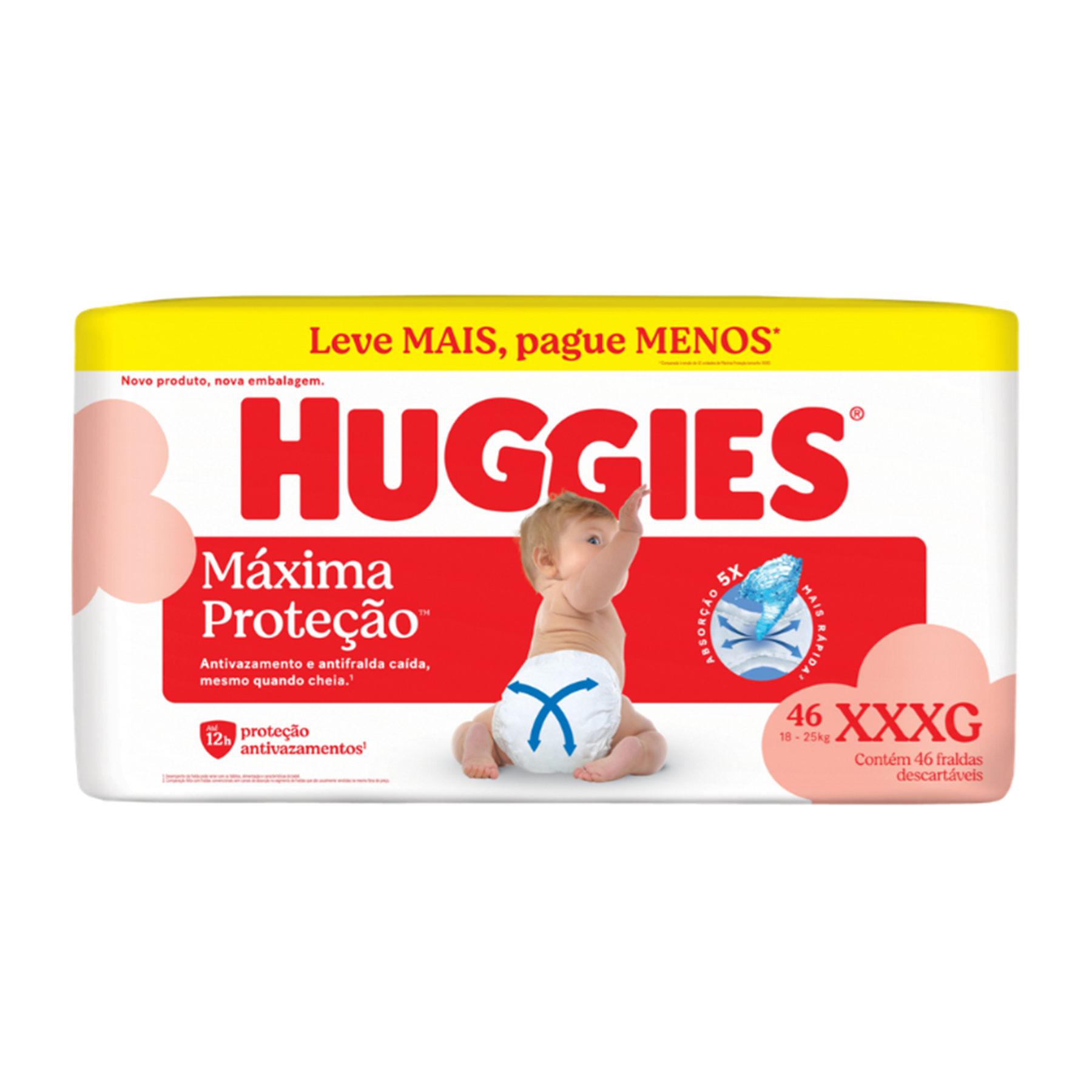 Fralda Descart&aacute;vel Huggies M&aacute;xima Prote&ccedil;&atilde;o XXXG Pacote 46 Unidades