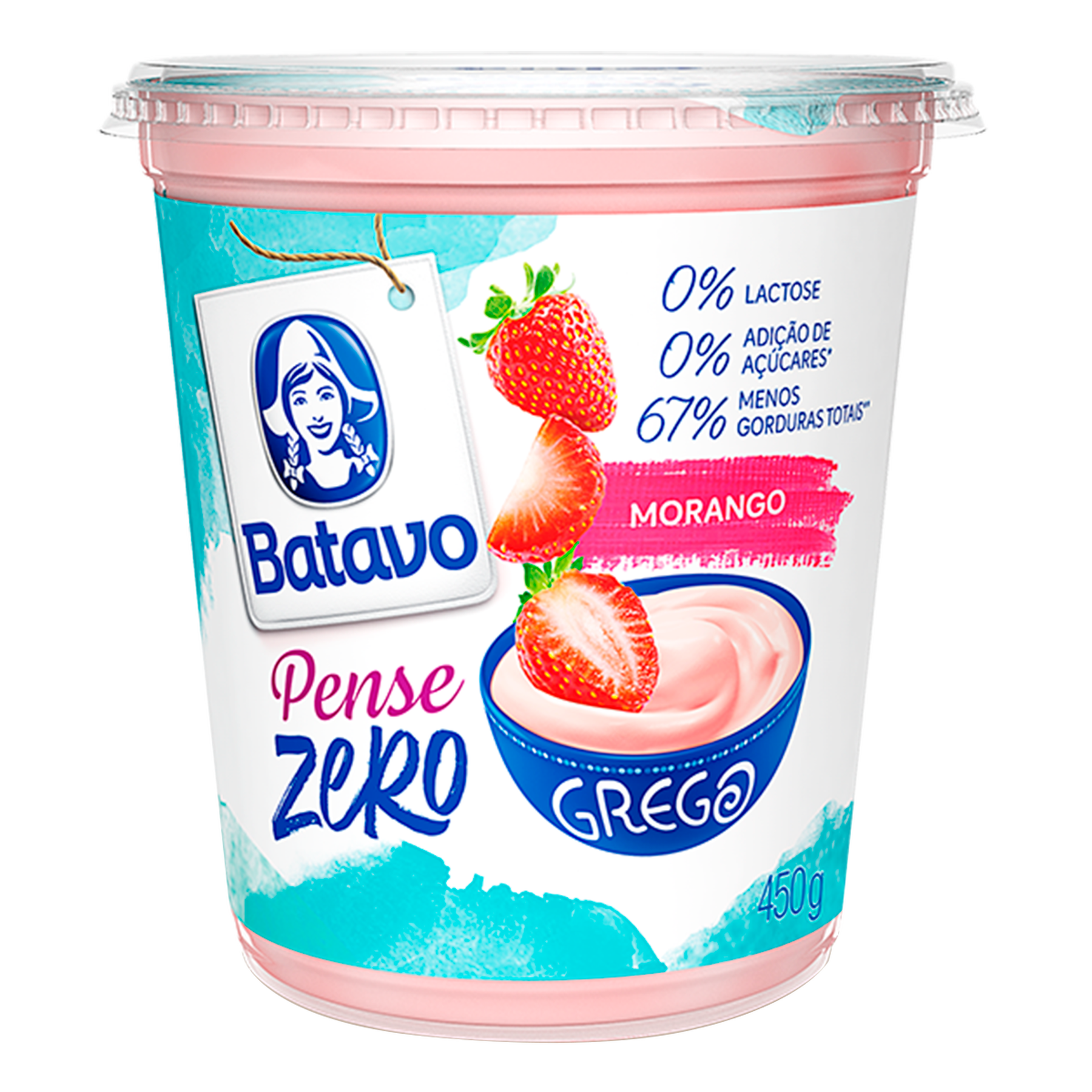 Iogurte Batavo Grego Pense Zero Morango 450g