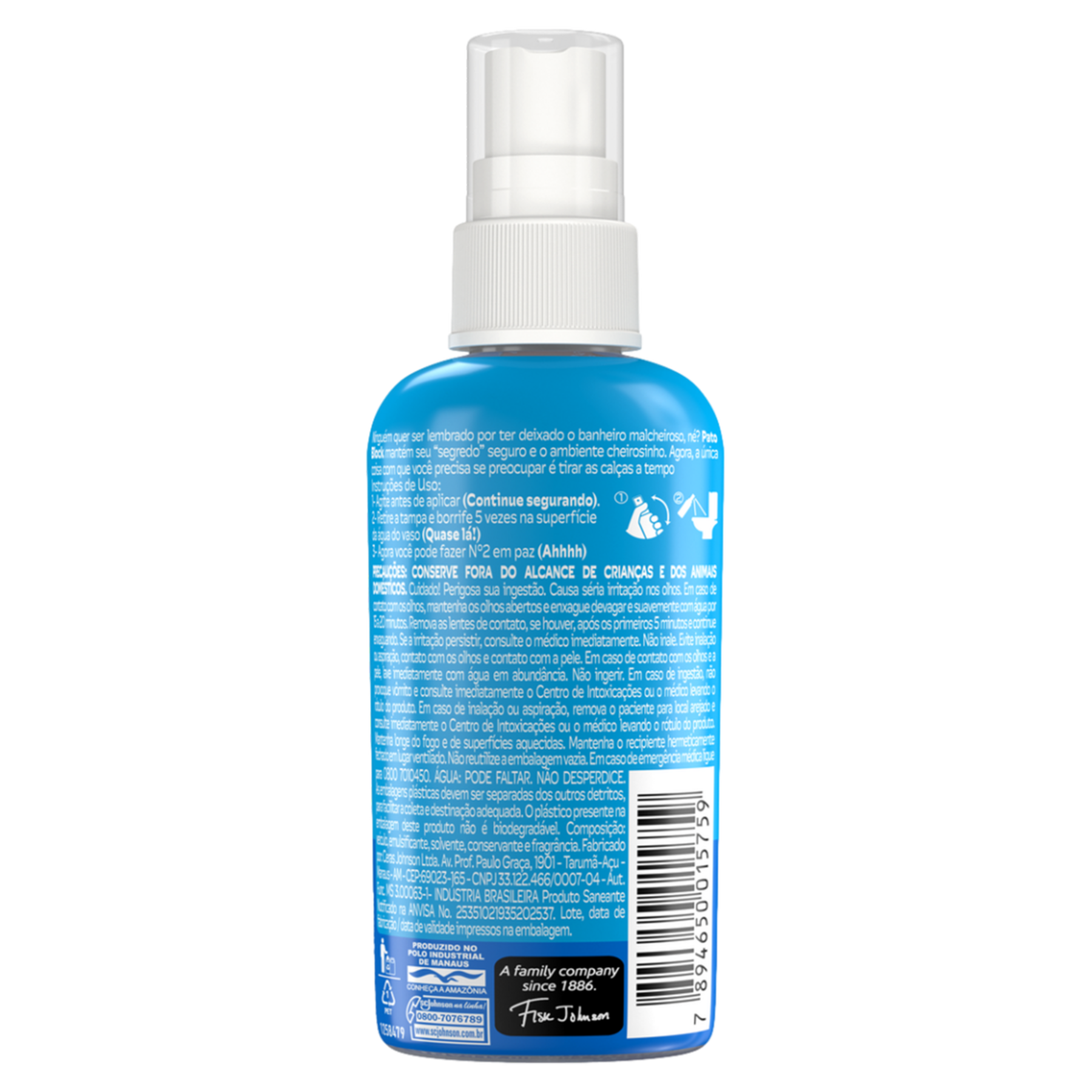 Odorizador Sanit&aacute;rio L&iacute;quido Algod&atilde;o Pato Block 60ml Spray