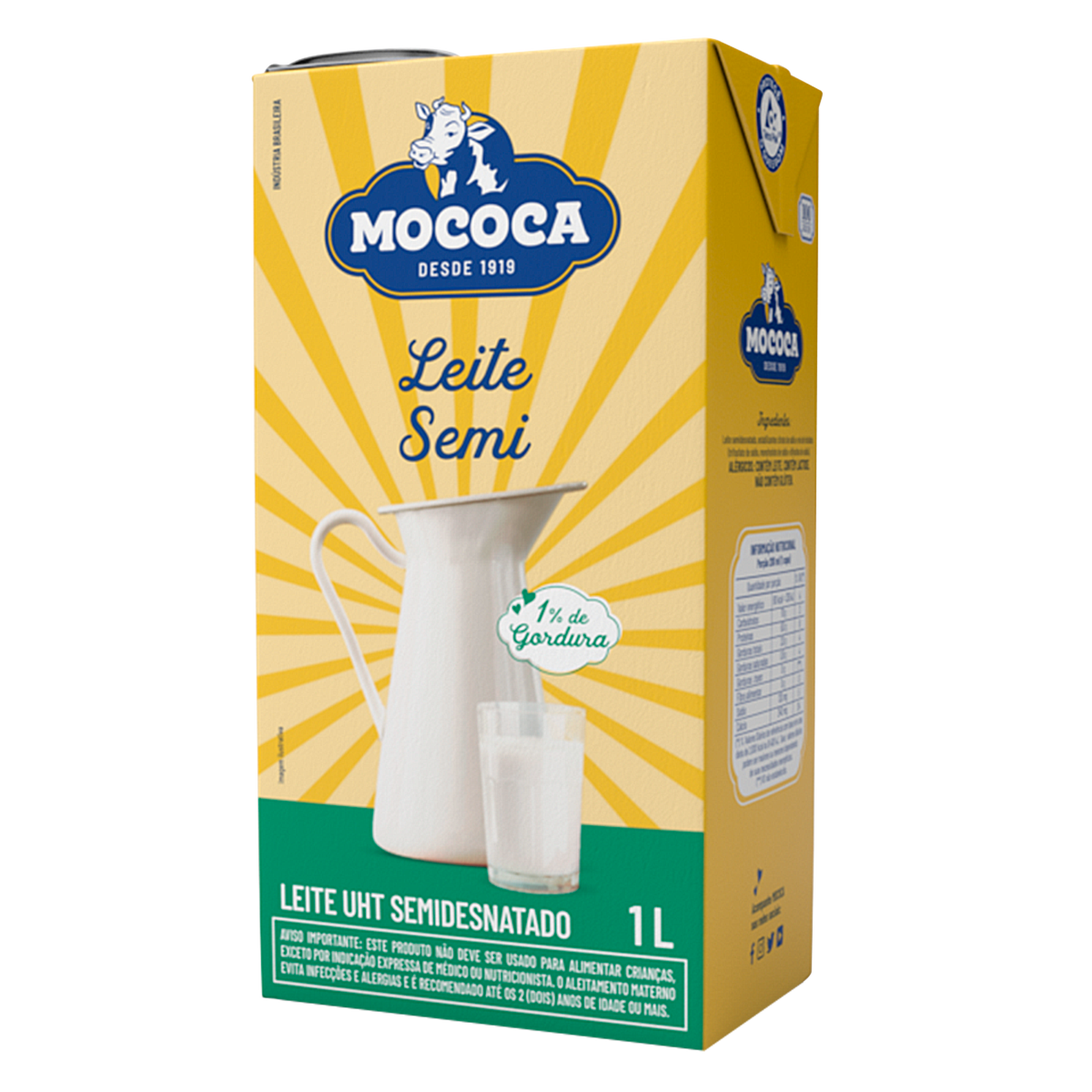 Leite UHT Semi Desnatado Mococa Caixa 1l