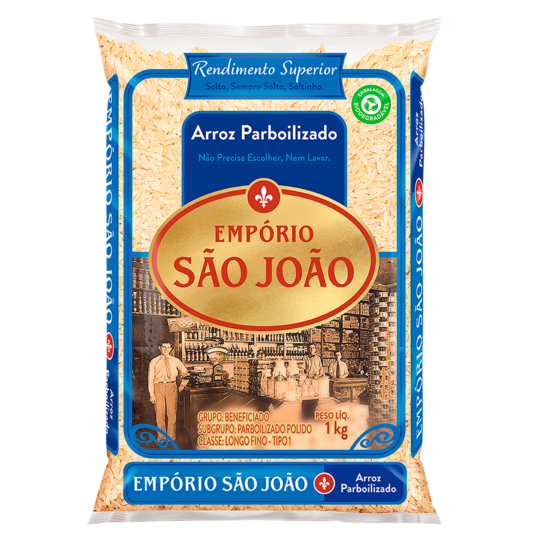 Arroz Parboilizado Emp&oacute;rio S&atilde;o Jo&atilde;o Tipo 1 Pacote 1kg