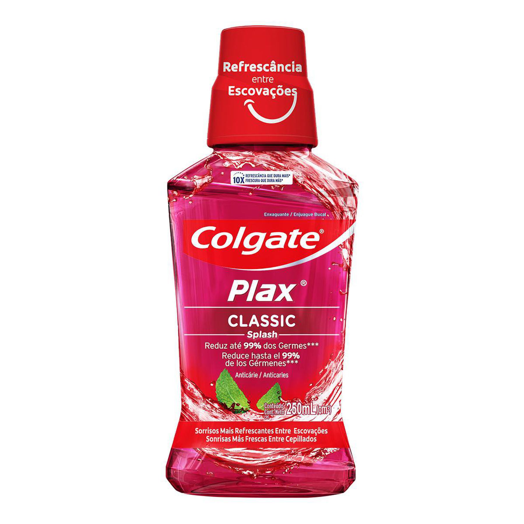 Enxaguante Bucal Antic&aacute;rie Classic Zero &Aacute;lcool Colgate Plax Frasco 250ml