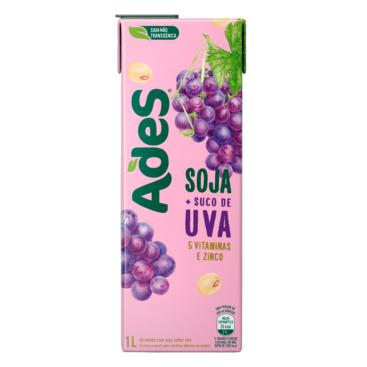 Bebida &agrave; Base de Soja Uva Ades Caixa 1l