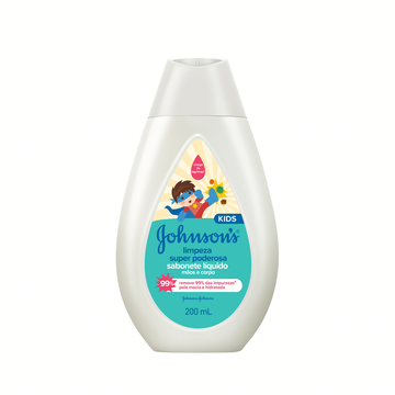 Sabonete Líquido Limpeza Super Poderosa Mãos e Corpo Johnson's Kids Frasco 200ml
