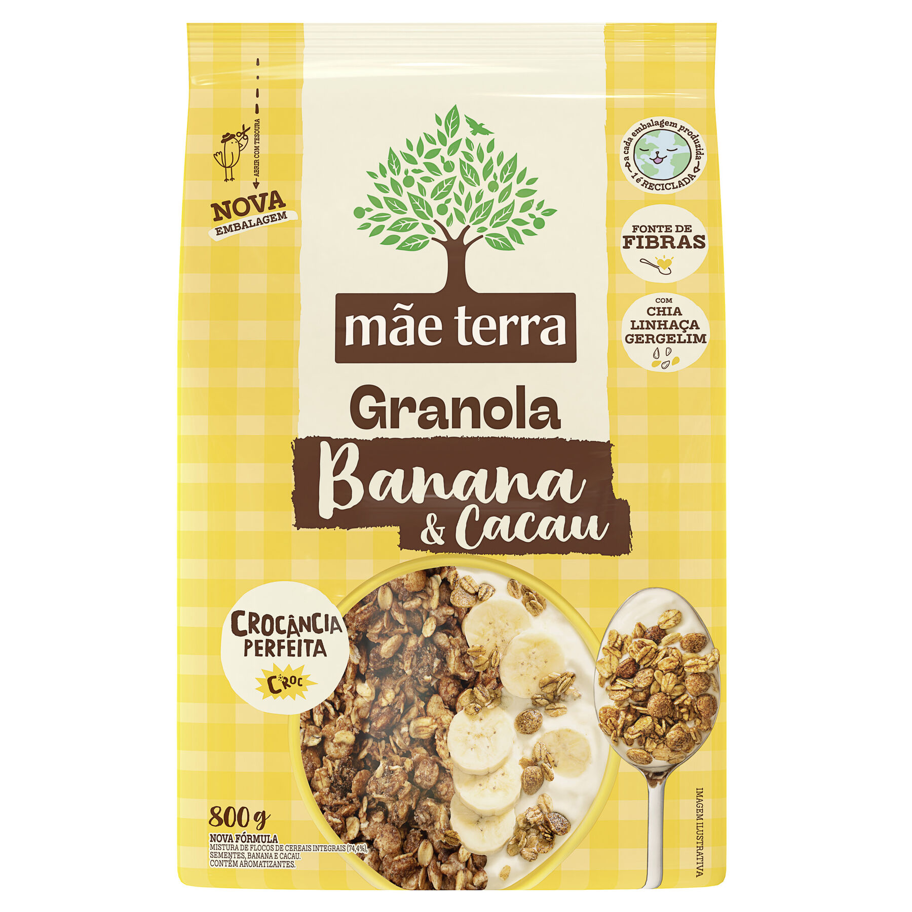 Granola Banana e Cacau Mãe Terra Pacote 800g