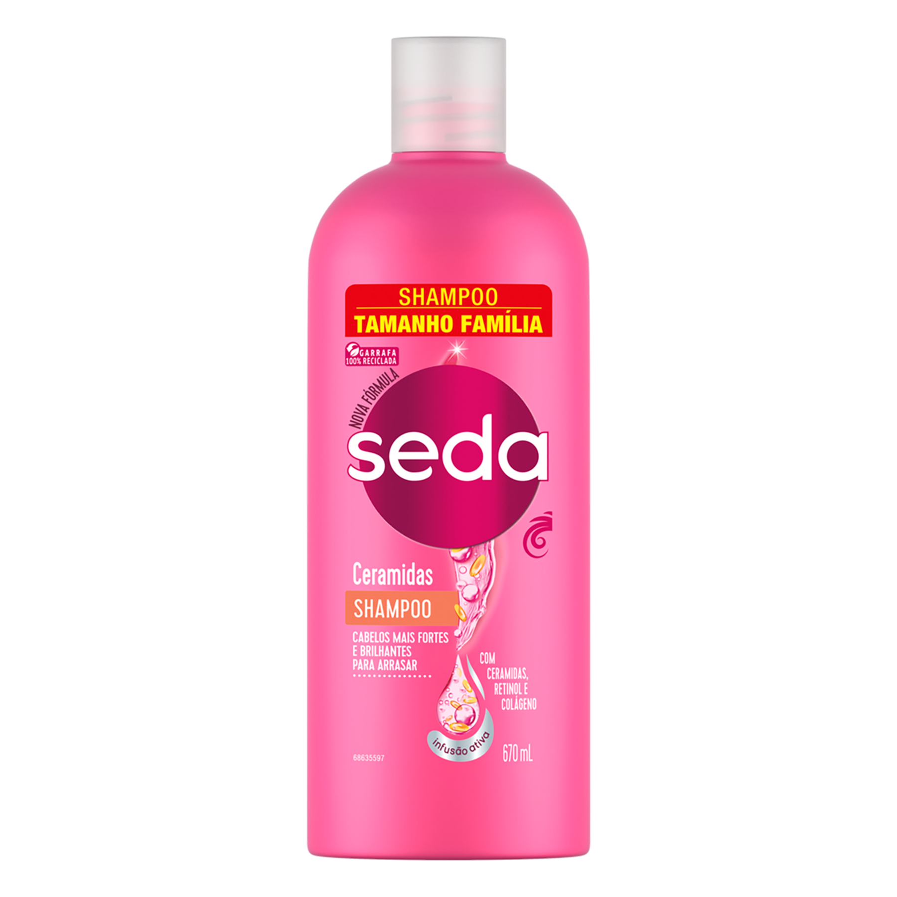 Shampoo Ceramidas Seda Frasco 670ml - Embalagem Tamanho Fam&iacute;lia