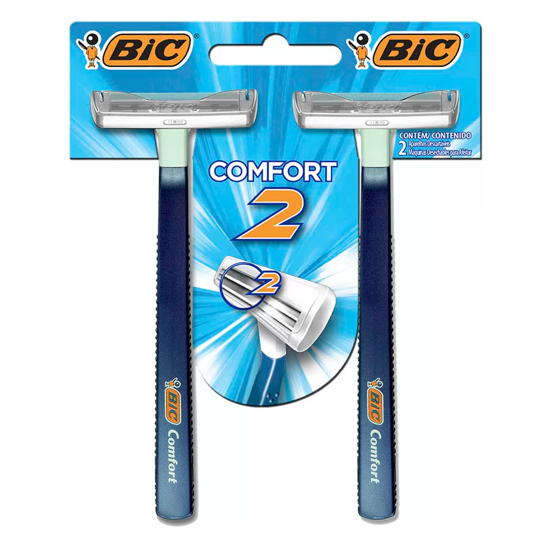 Aparelho de Barbear Descartável Pele Normal Bic Comfort 2 Blister C/2 Unidades