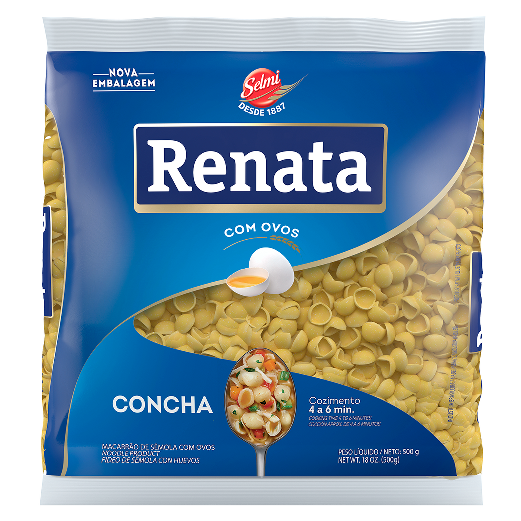 Macarrão de Sêmola com Ovos Concha Renata Pacote 500g