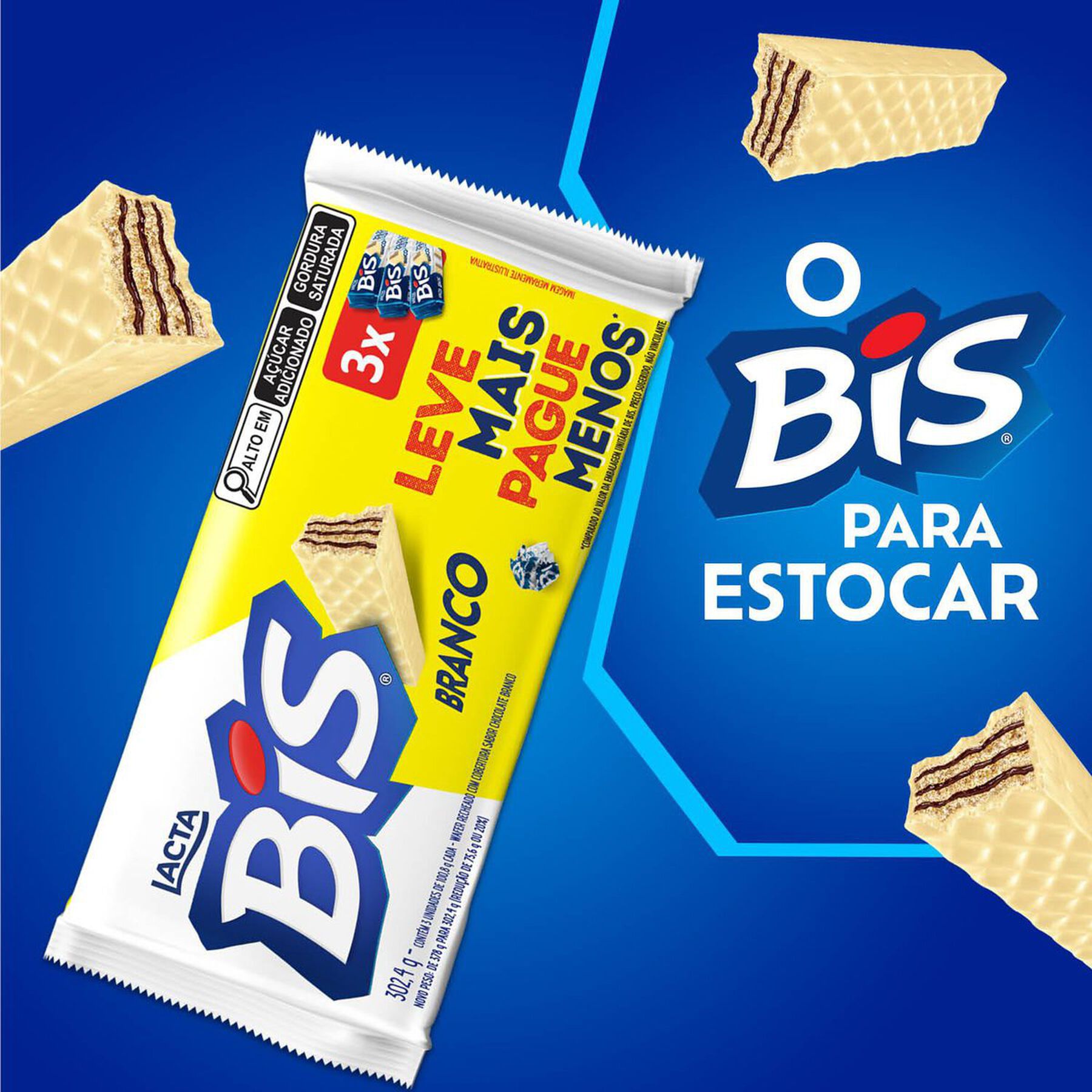 Bis Branco (Wafer recheado e com cobertura sabor chocolate Branco) - Kit com 3 unidades de 100,8g