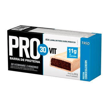 Barrinha de Proteína Pro30Vit Cookies e Cream Trio 66g