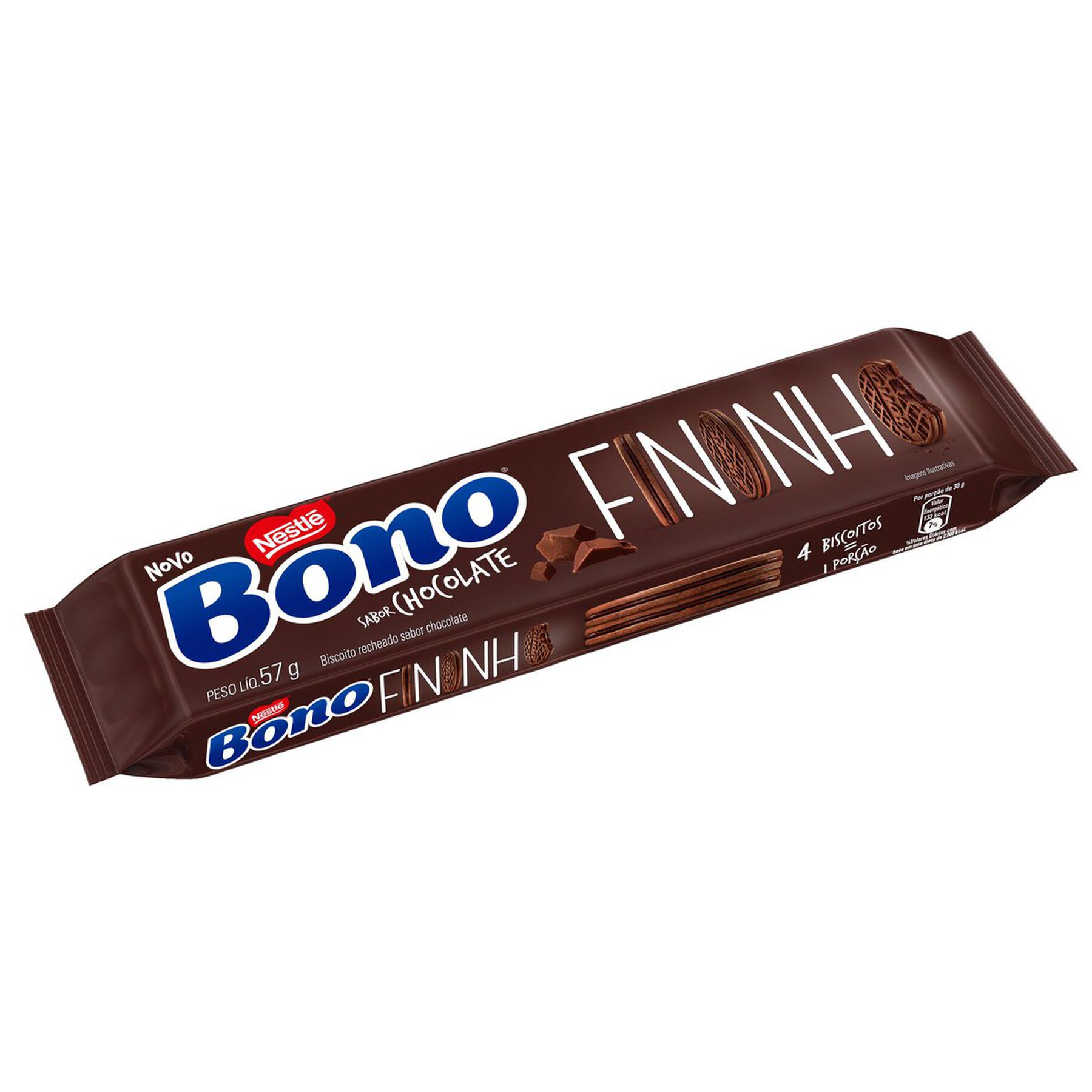 Biscoito Recheio Chocolate Bono Fininho Nestlé Pacote 57g