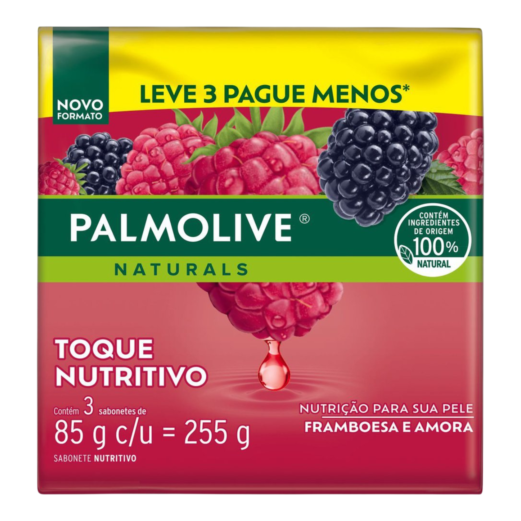 Pack Sabonete Barra Palmolive Naturals Toque Nutritivo Envolt&oacute;rio 255g 3 Unidades 85g Cada