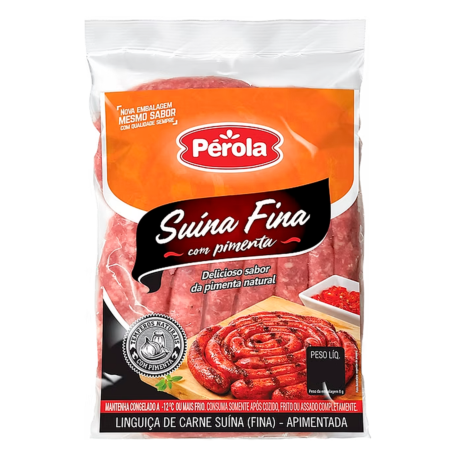 Lingui&ccedil;a Su&iacute;na Fina com Pimenta P&eacute;rola aprox. 840g