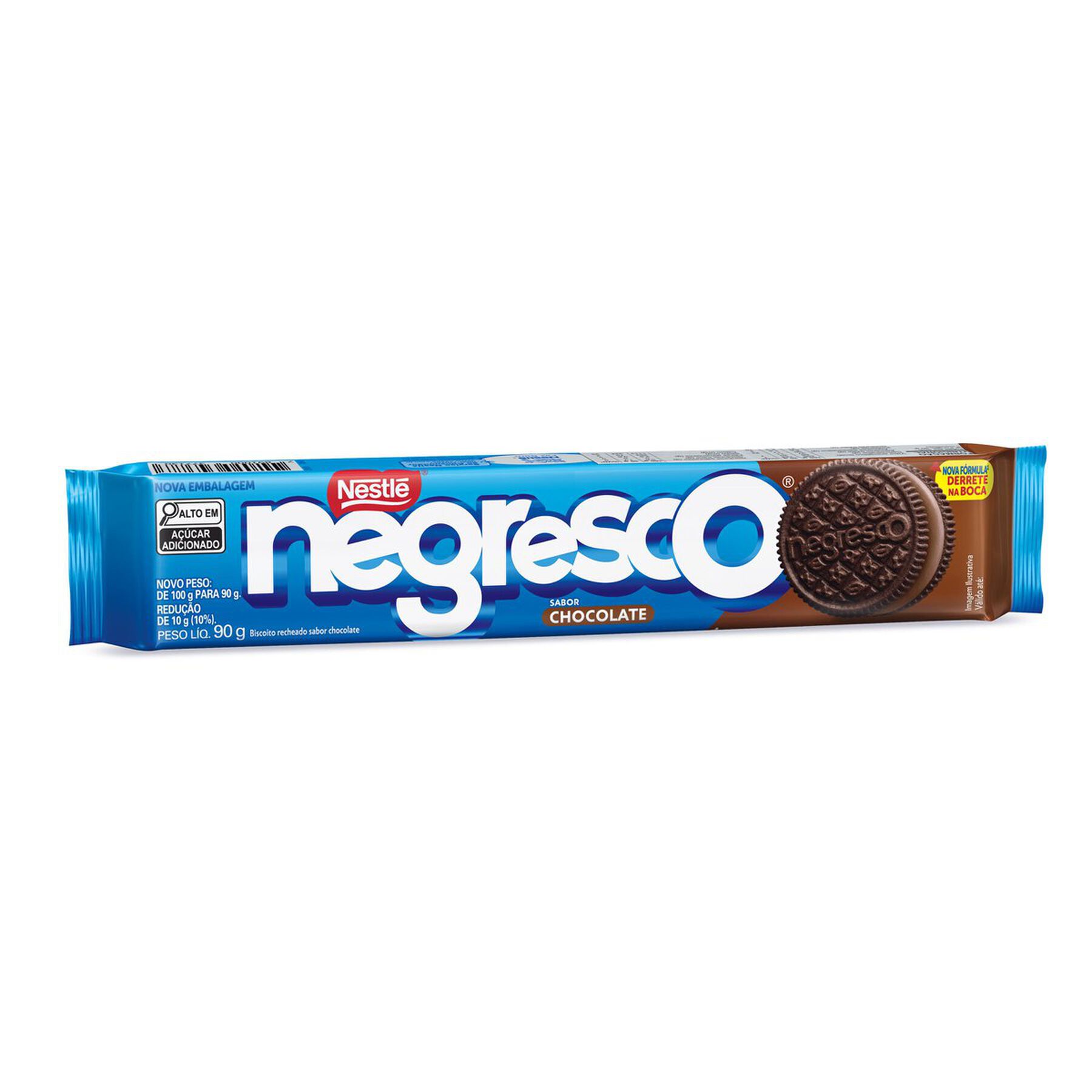 Biscoito Chocolate Recheio Chocolate Negresco Nestlé Pacote 90g