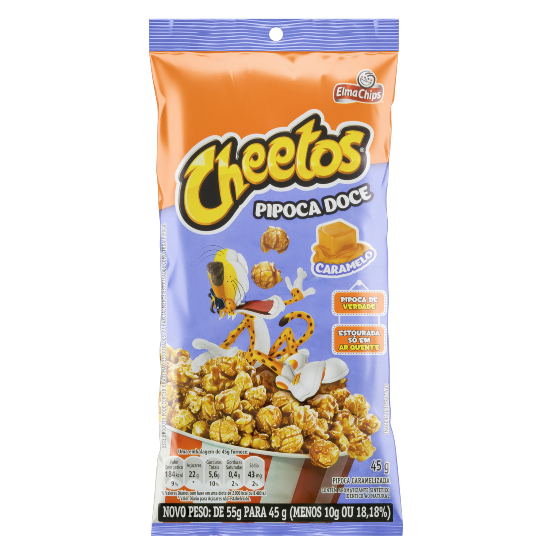 Pipoca Pronta Doce Caramelizada Cheetos Elma Chips Pacote 45g