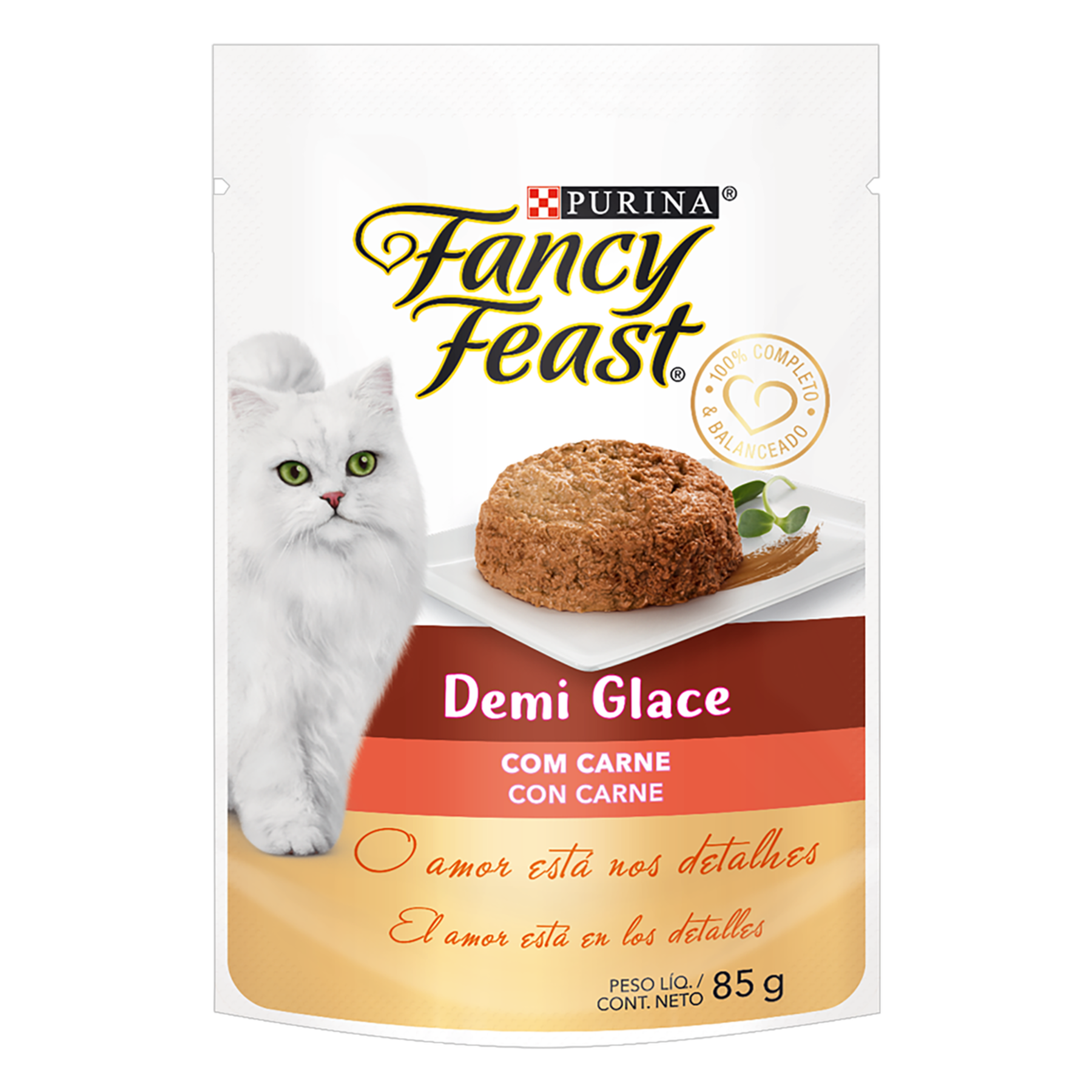 Alimento para Gatos Adultos Demi Glace com Carne Purina Fancy Feast Sachê 85g