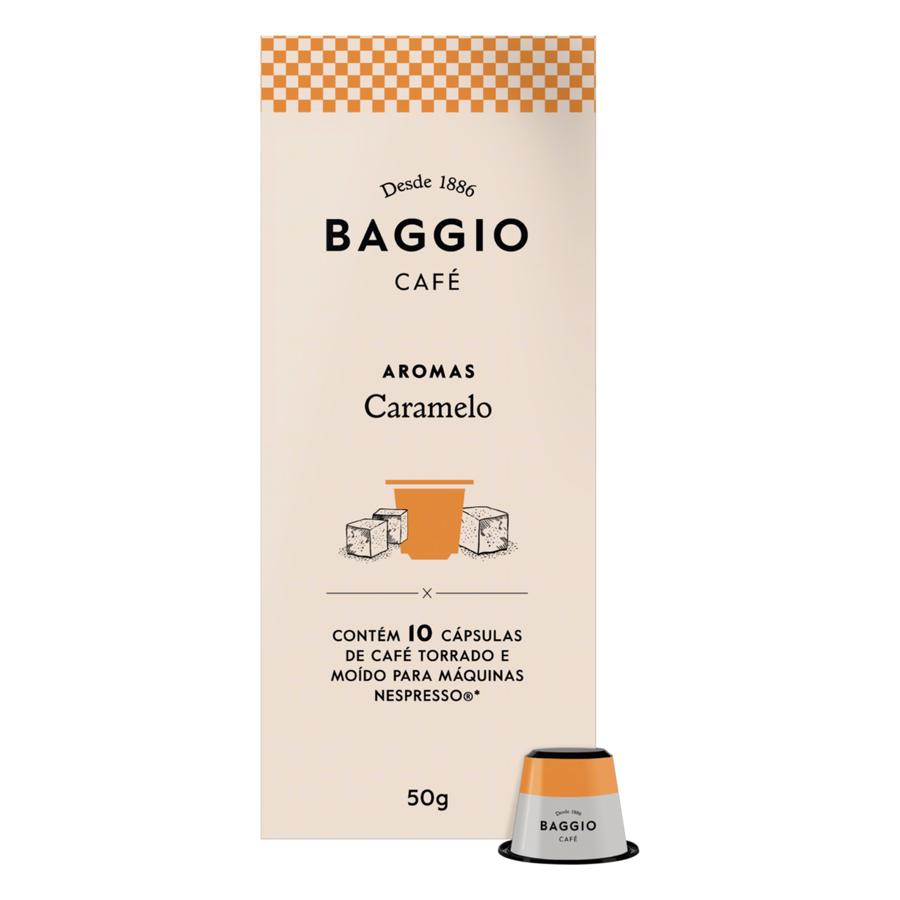 Caf&eacute; em C&aacute;psula Torrado e Mo&iacute;do Caramelo Baggio Aromas Caixa 50g 10 C&aacute;psulas Nespresso