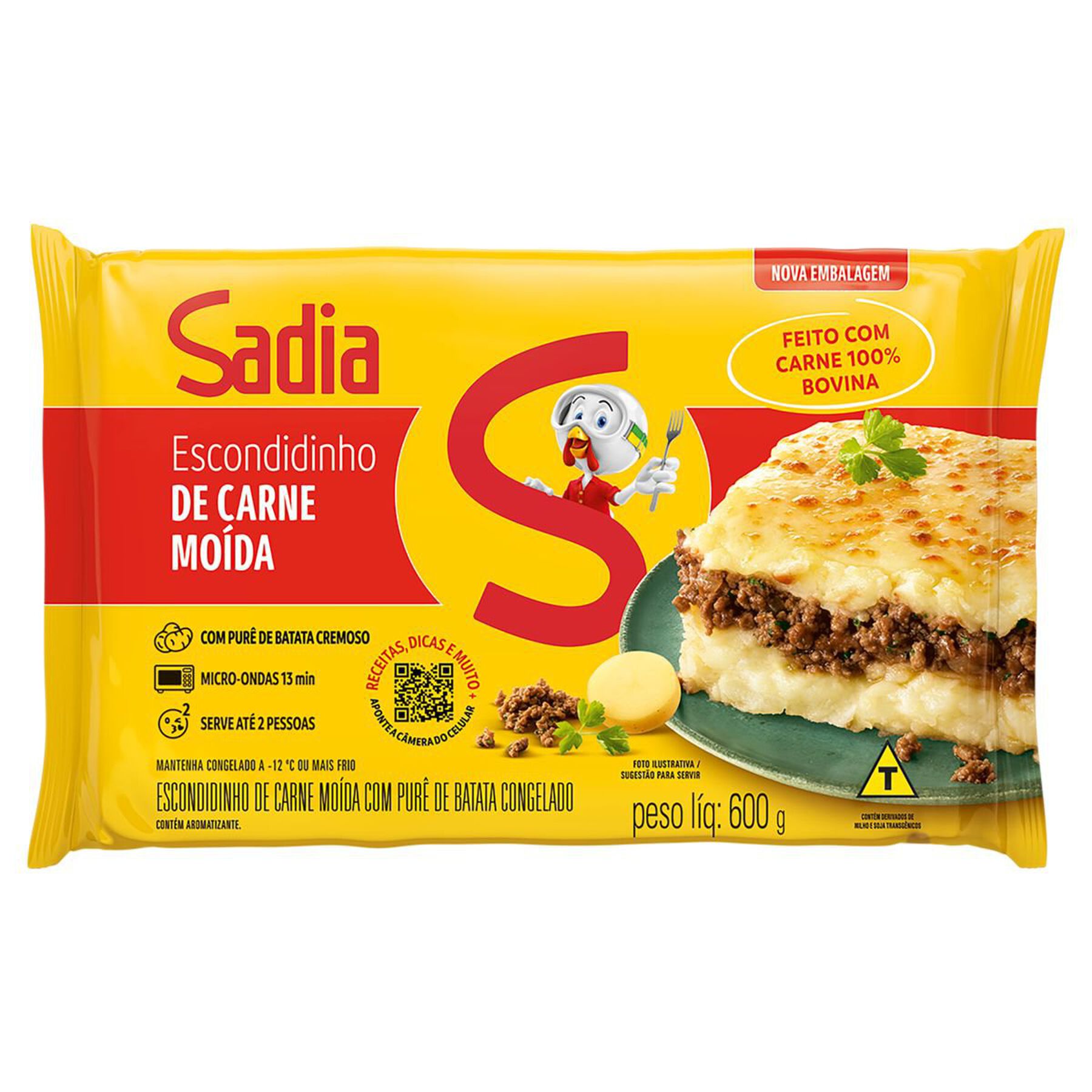 Escondidinho de Carne Mo&iacute;da Sadia Pacote 600g&nbsp;