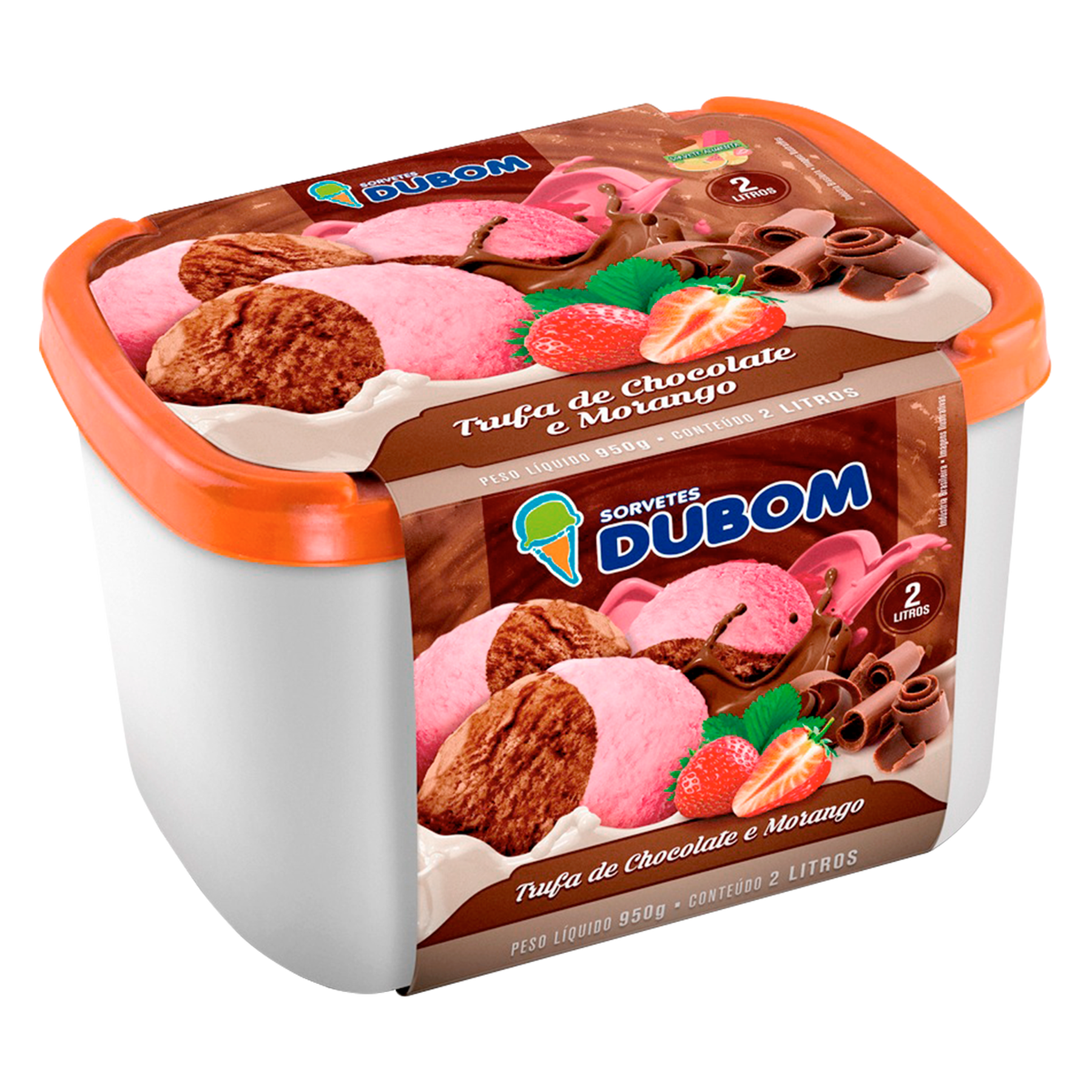 Sorvete Trufa Chocolate e Morango Dubom Pote 2l