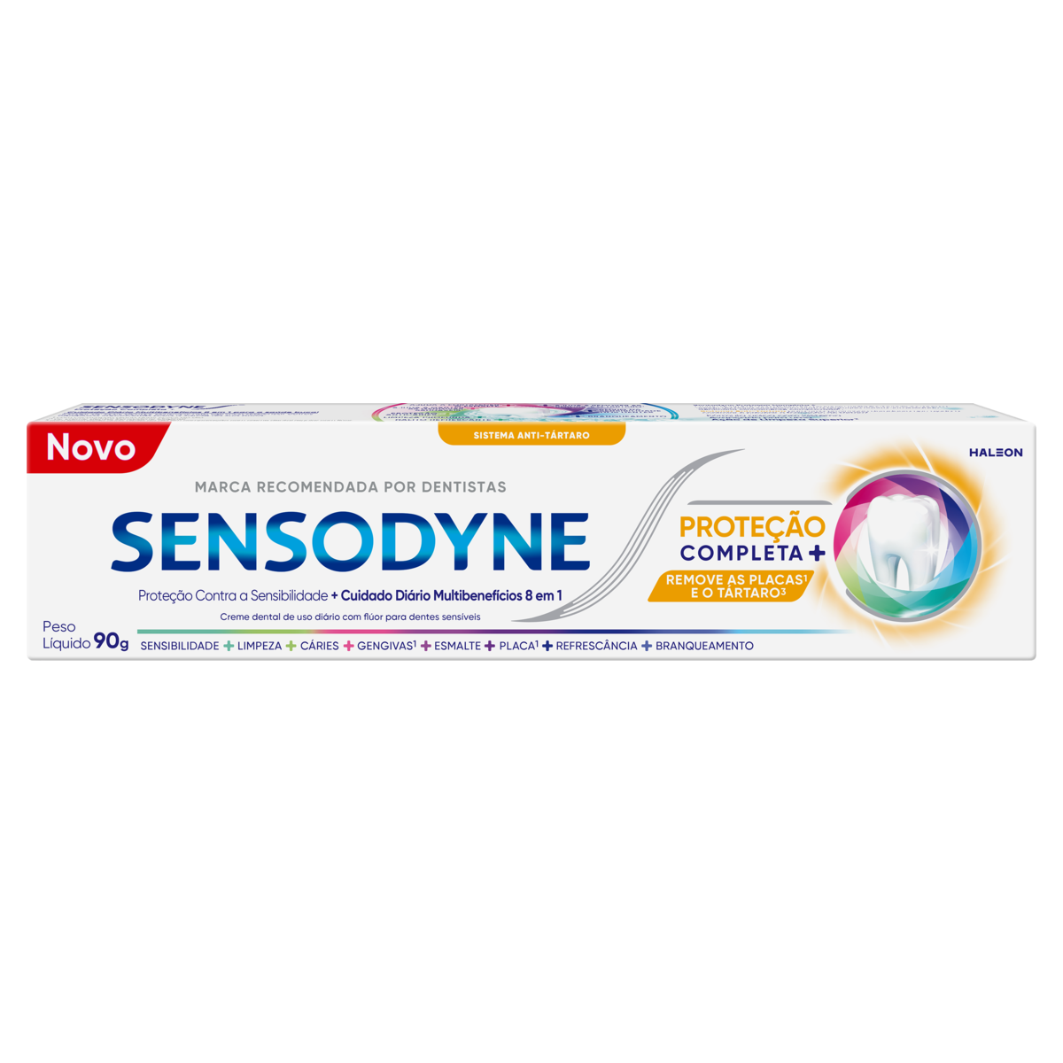 Creme Dental Antit&aacute;rtaro Prote&ccedil;&atilde;o Completa+ Sensodyne Caixa 90g