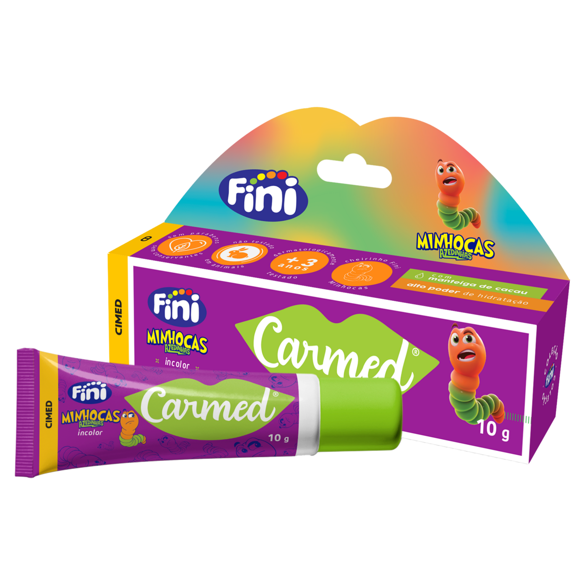 Hidratante Labial Fini Minhocas Azedinhas Carmed Caixa 10g