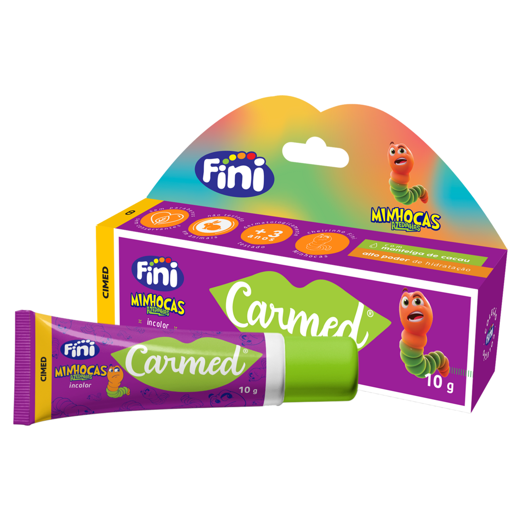 Hidratante Labial Fini Minhocas Azedinhas Carmed Caixa 10g