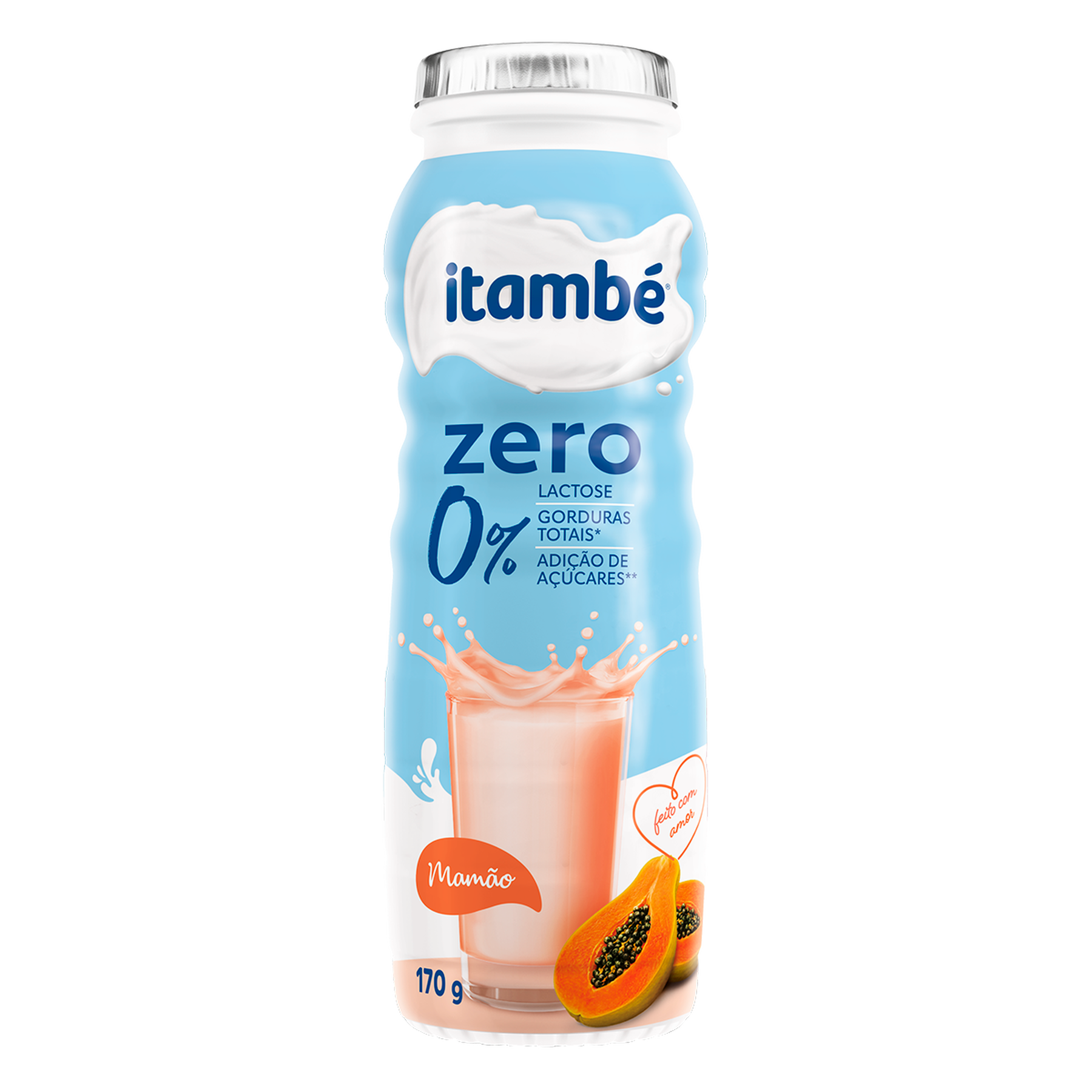 Iogurte Desnatado Mam&atilde;o Zero Lactose Itamb&eacute; Frasco 170g
