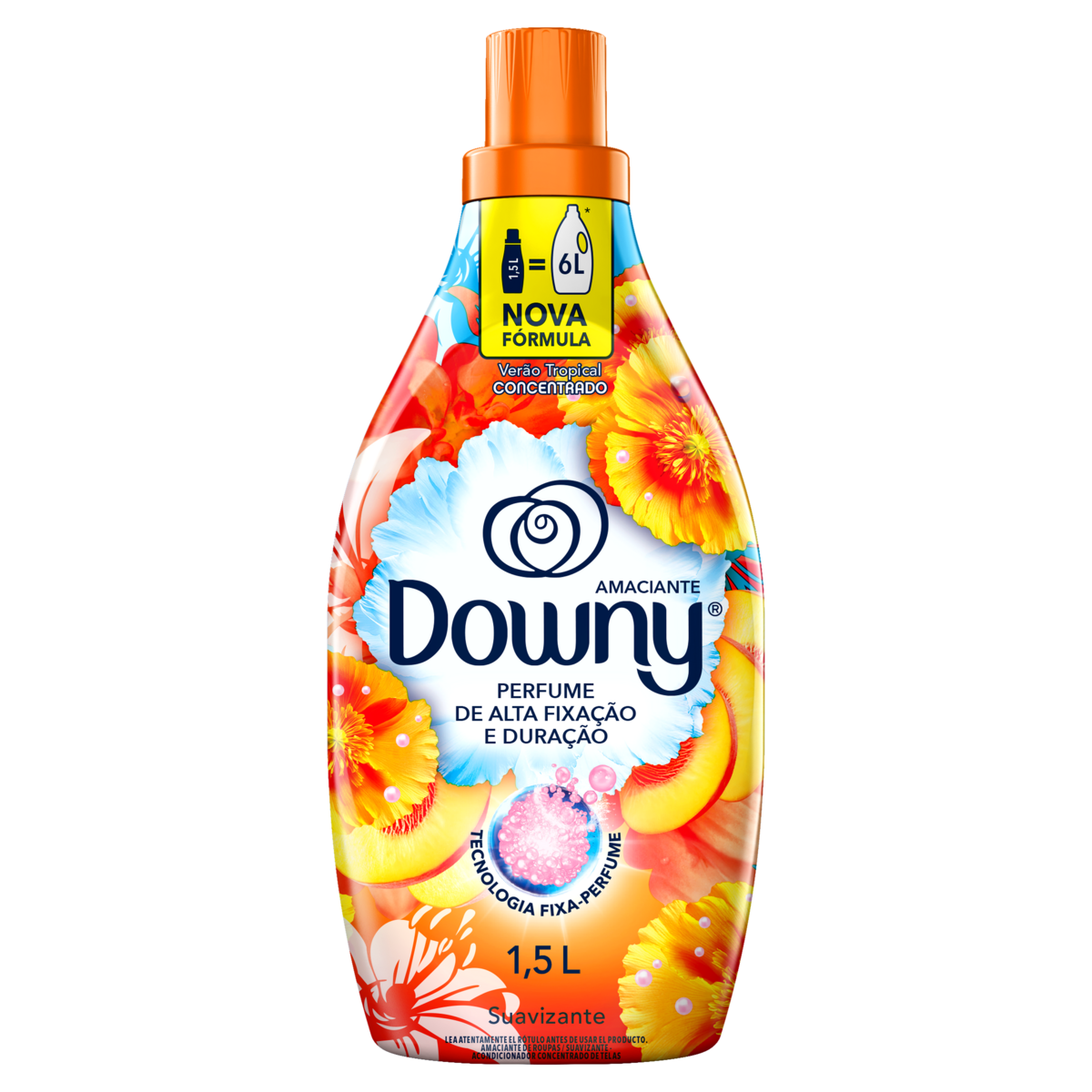 Amaciante de Roupa Concentrado Ver&atilde;o Tropical Downy Frasco 1,5l