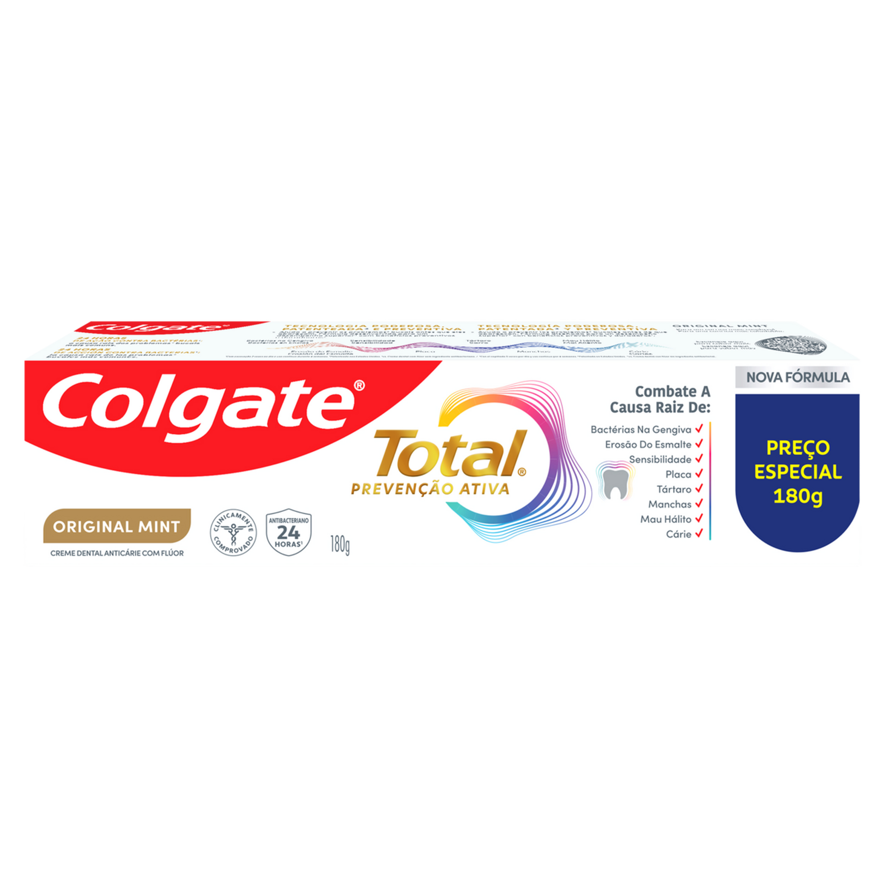 Creme Dental Original Mint Total Preven&ccedil;&atilde;o Ativa Colgate Caixa 180g&nbsp;