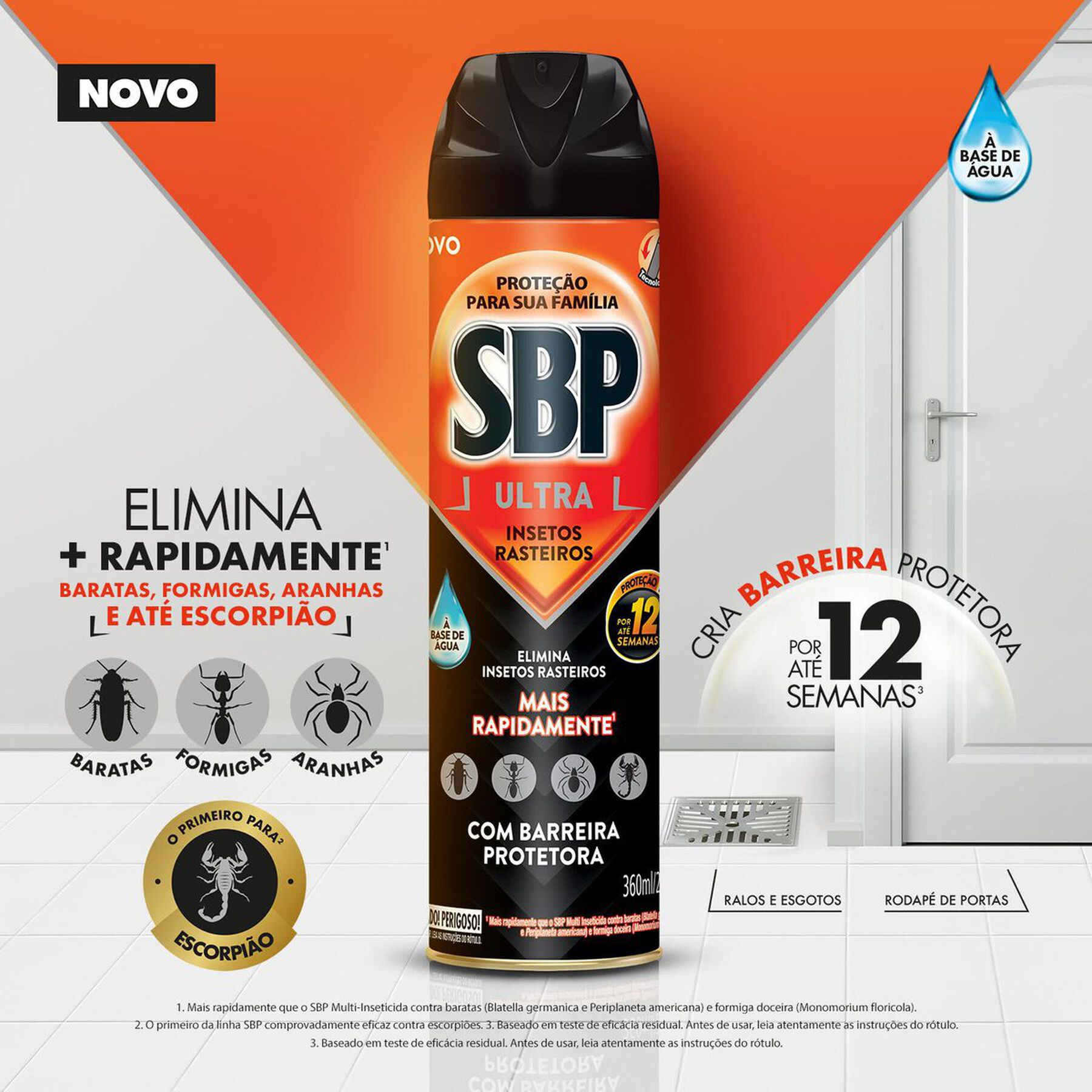 Inseticida Aerossol Ultra &agrave; Base de &Aacute;gua SBP Frasco 360ml
