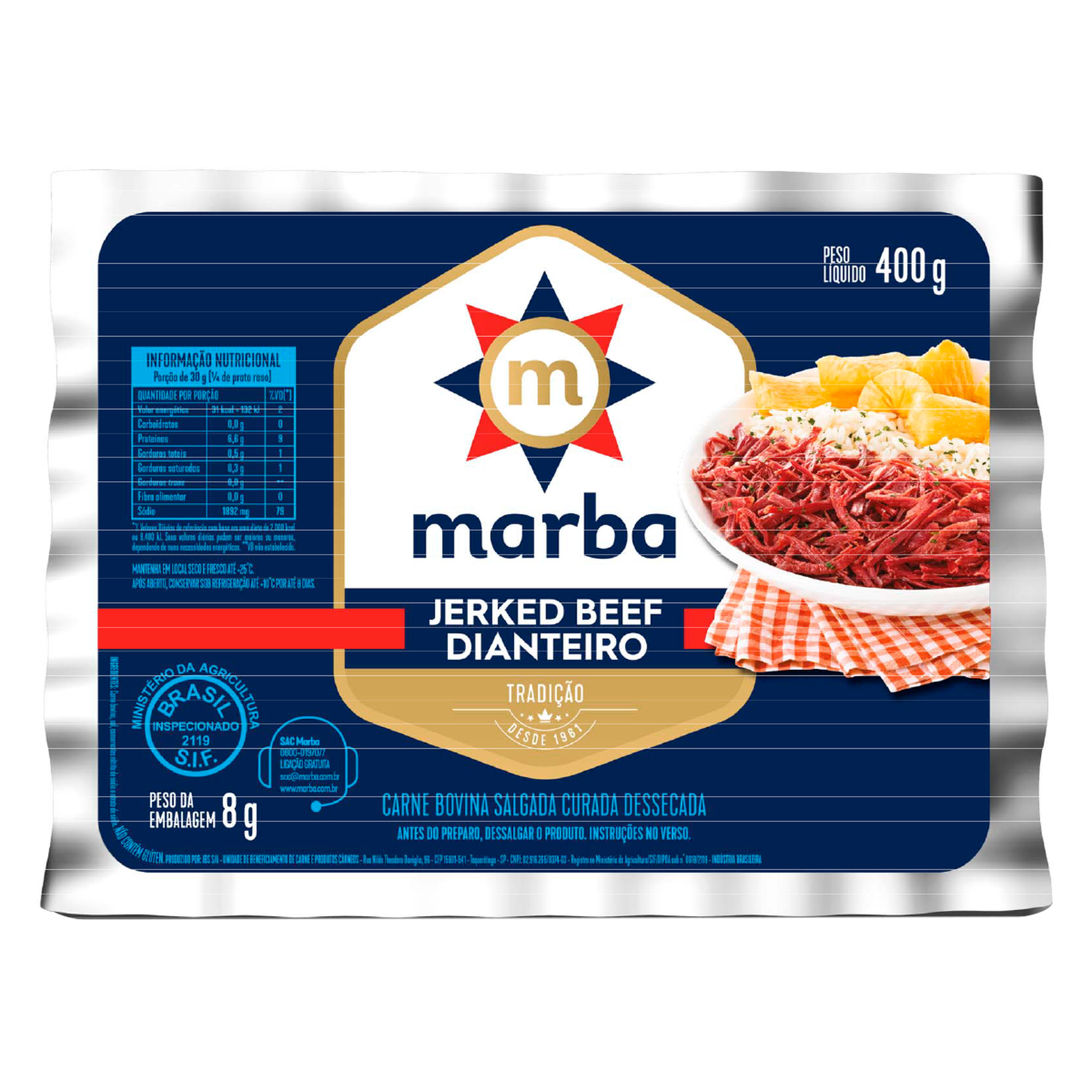 Jerked Beef Dianteiro Marba 400g