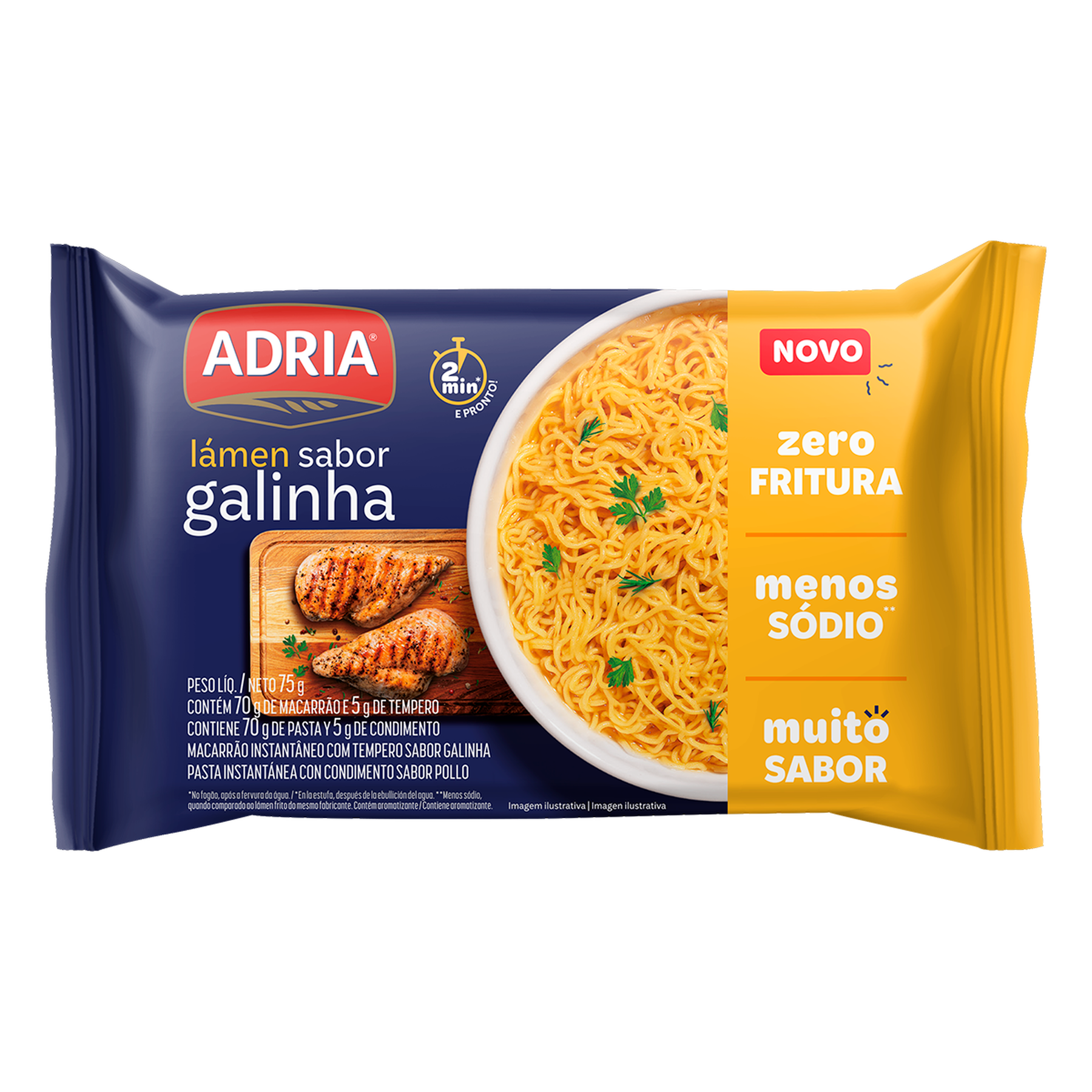 Macarrão Instantâneo Lámen Galinha Adria Pacote 75g