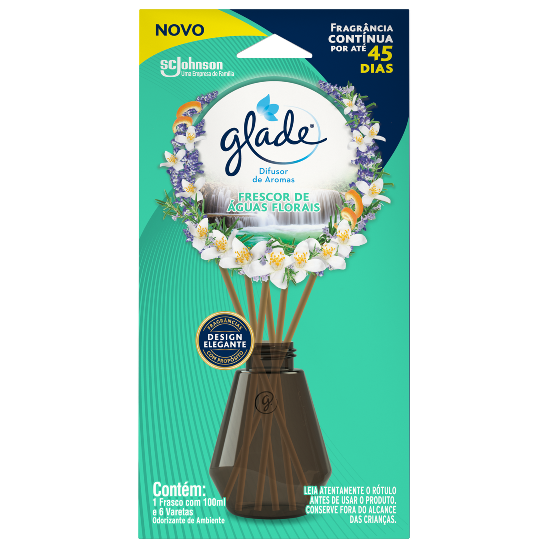 Odorizante de Ambiente Frescor de Águas Florais Glade Difusor de Aromas Caixa 100ml
