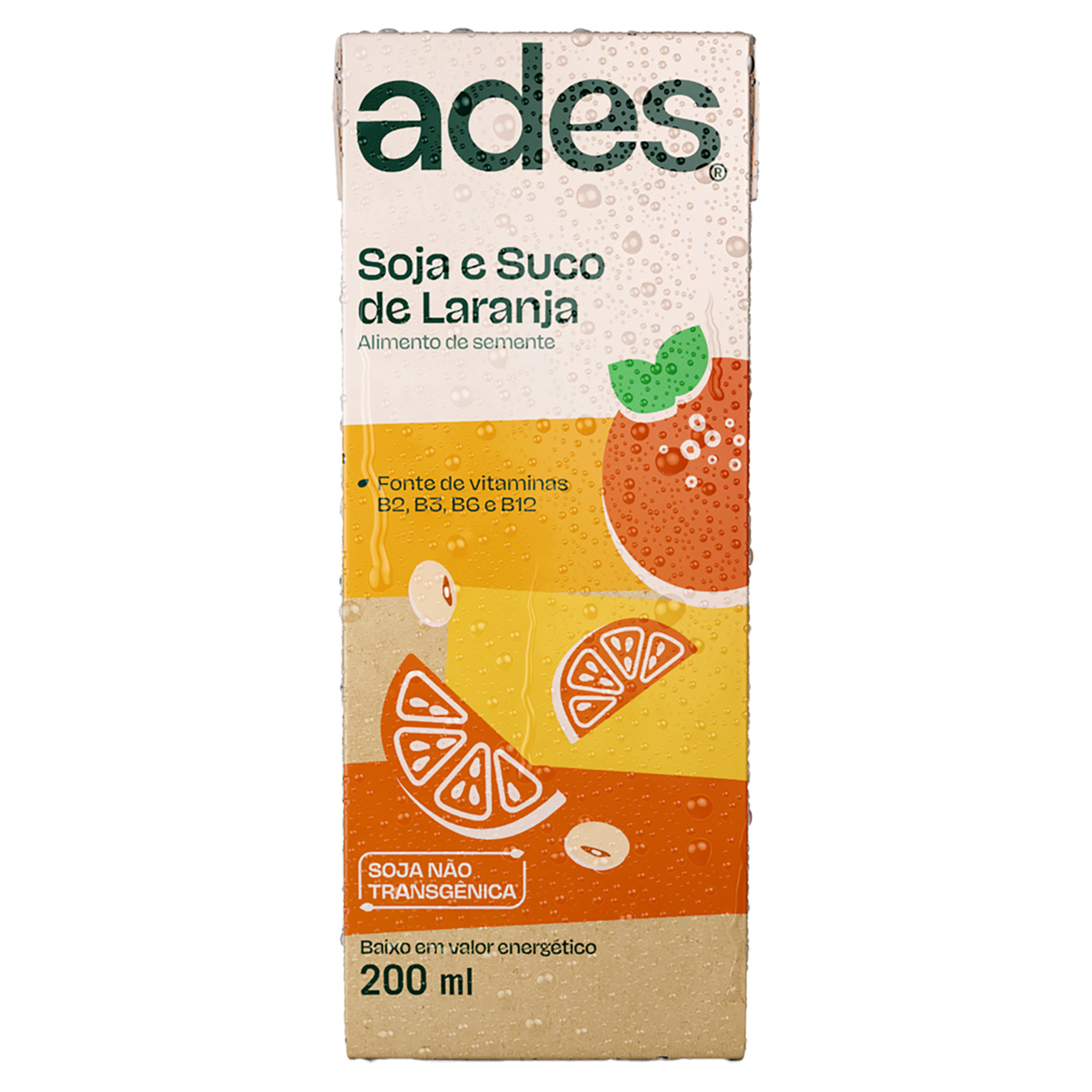 Bebida &agrave; Base de Soja Laranja Ades Caixa 200ml