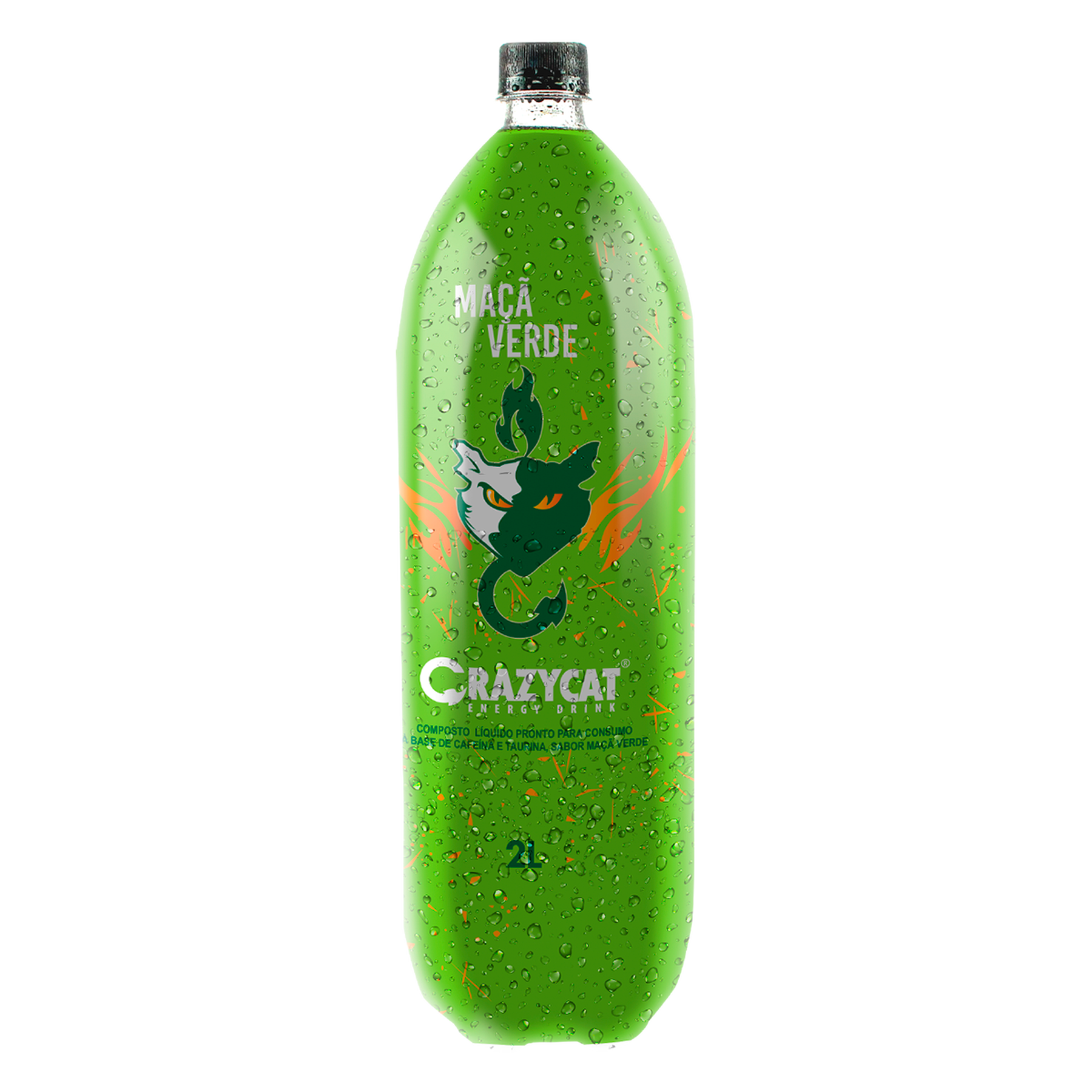 Energético Maçã Verde Crazy Cat Garrafa 2l