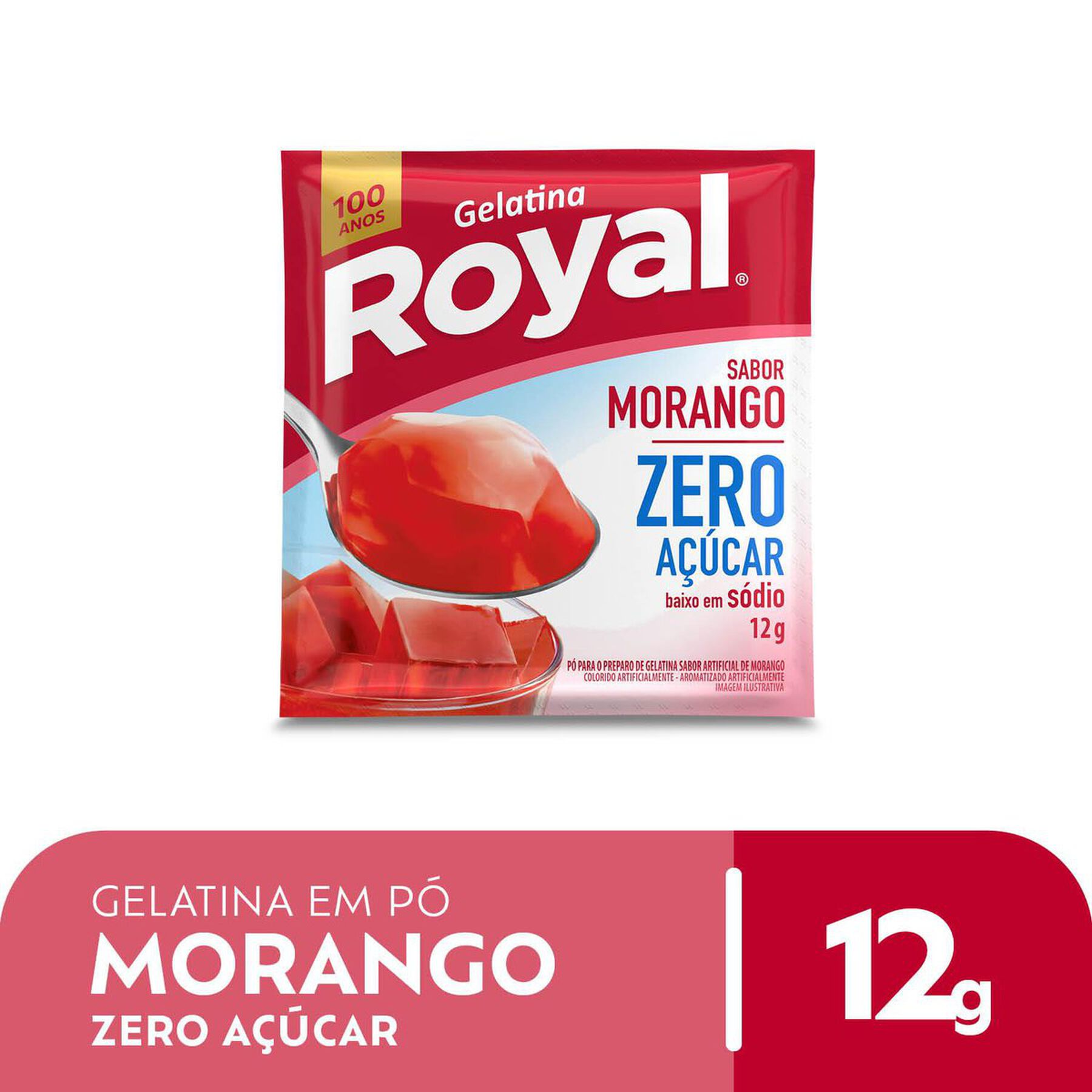 Gelatina em Pó Morango Zero Açúcar Royal Pacote 12g