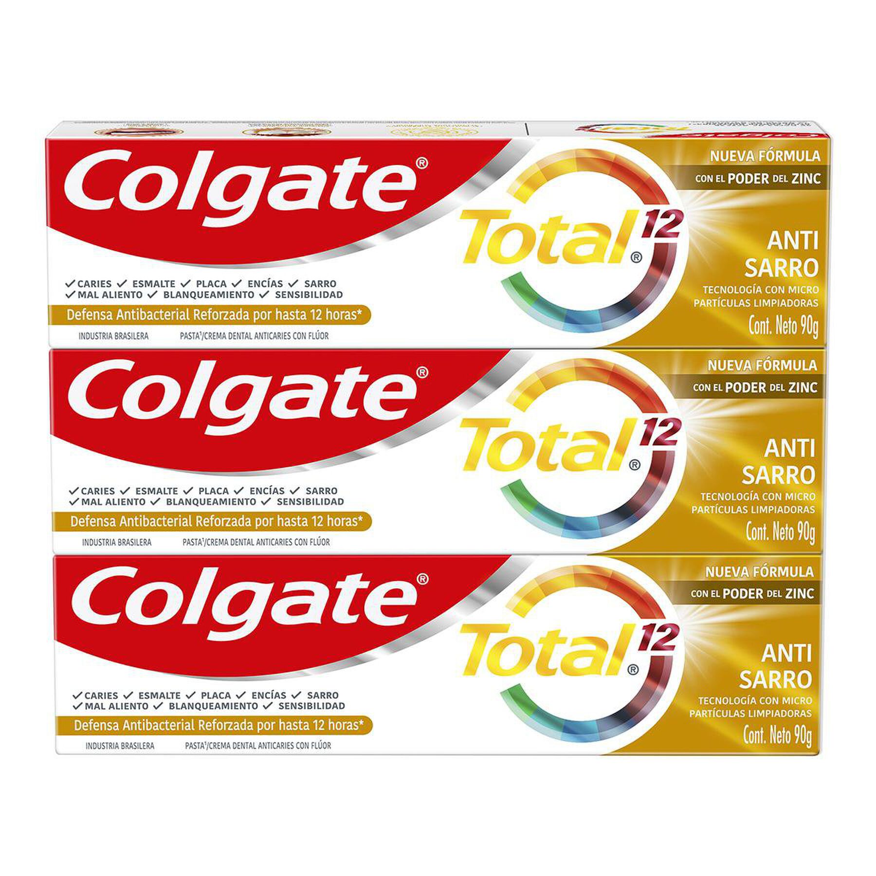 Creme Dental Colgate Total 12 Anti Tártaro 3 unid 90g Preço Especial
