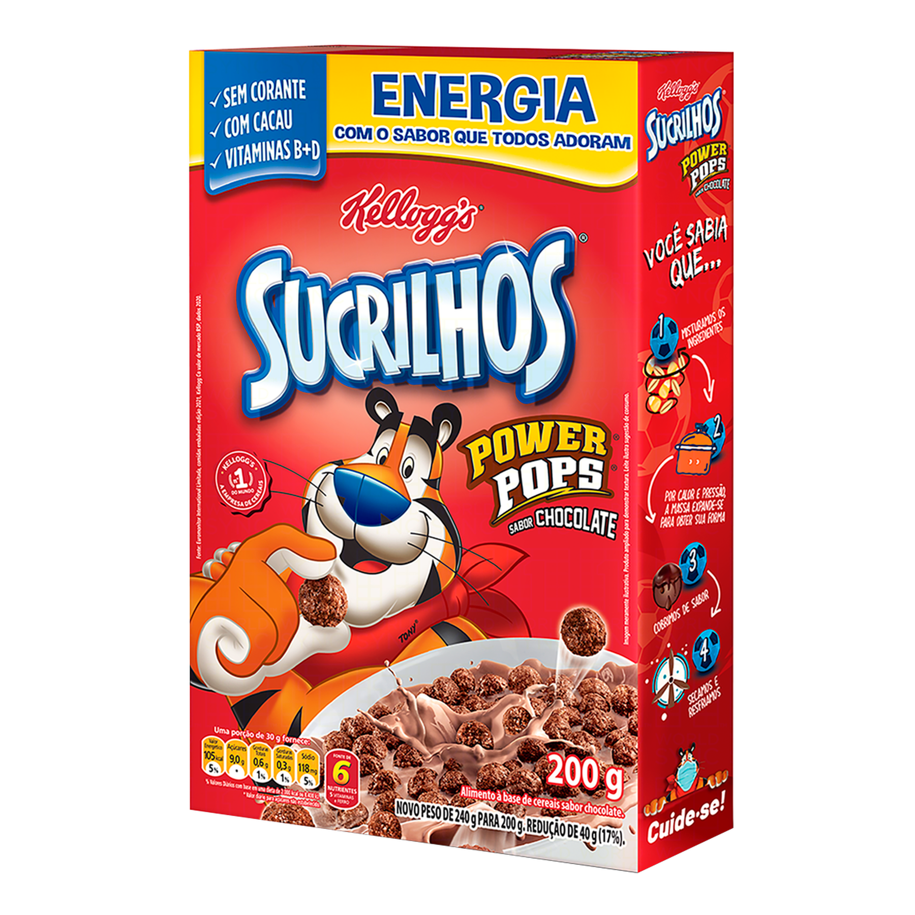 Cereal Matinal Chocolate Sucrilhos Kellogg's Power Pops Caixa 200g