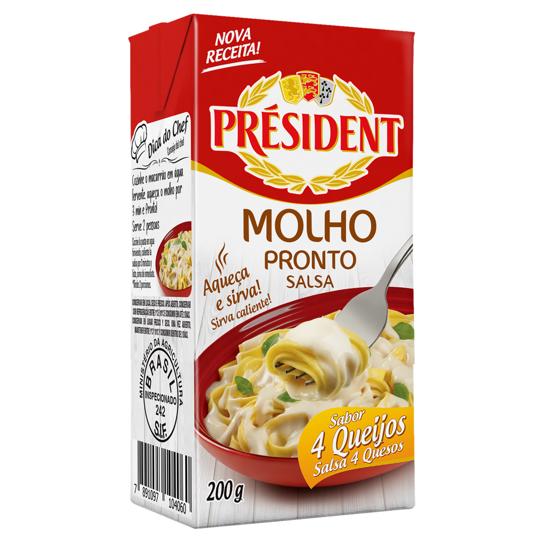 Molho 4 Queijos Président Caixa 200g 