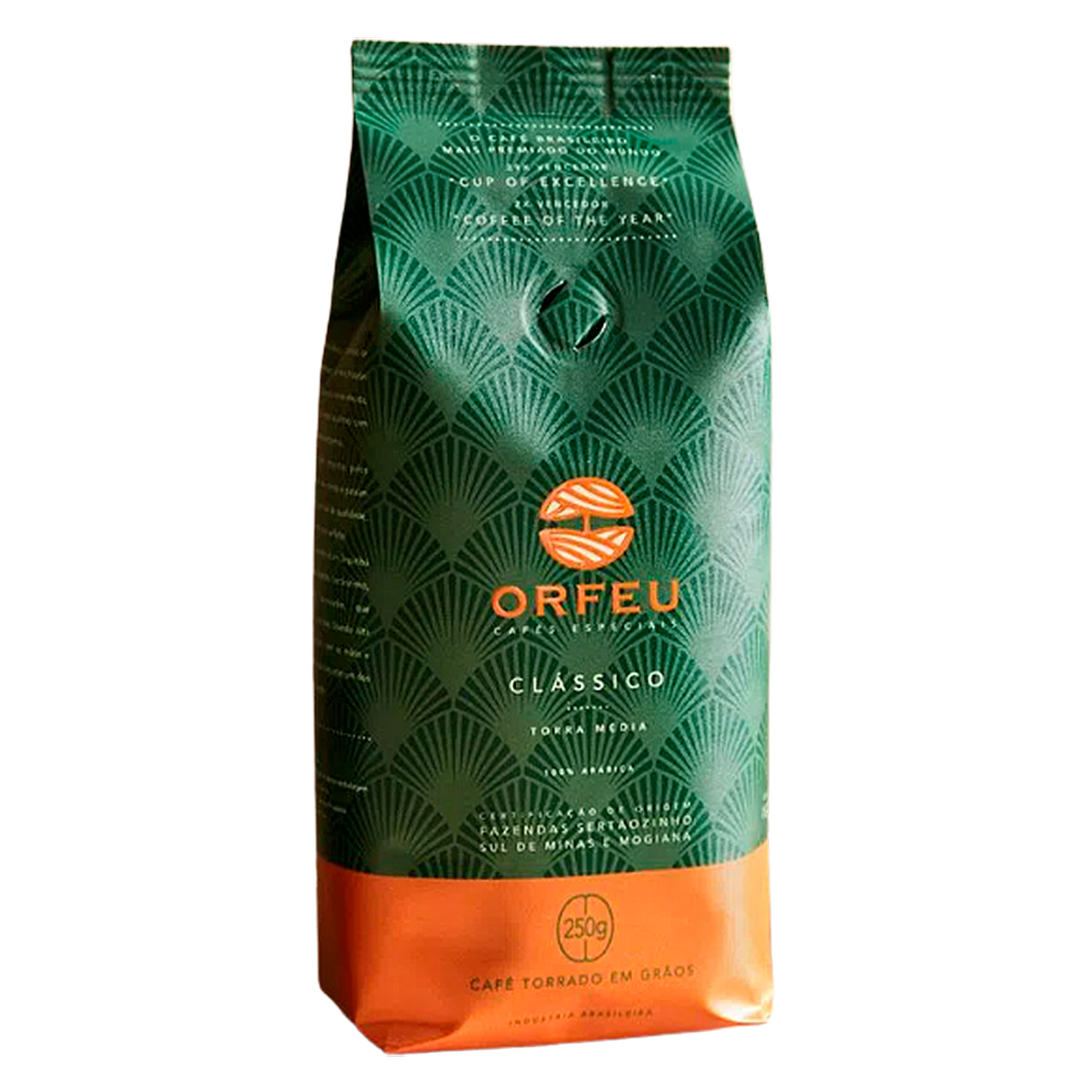 Caf&eacute; Torrado em Gr&atilde;os Cl&aacute;ssico Orfeu 250g