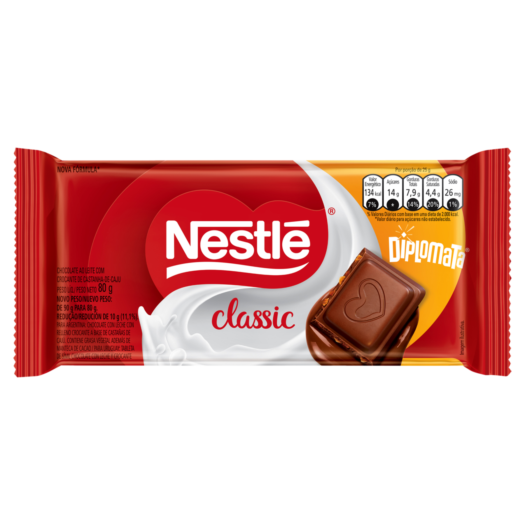 Chocolate ao Leite Diplomata Classic Nestl&eacute; Pacote 80g&nbsp;&nbsp;