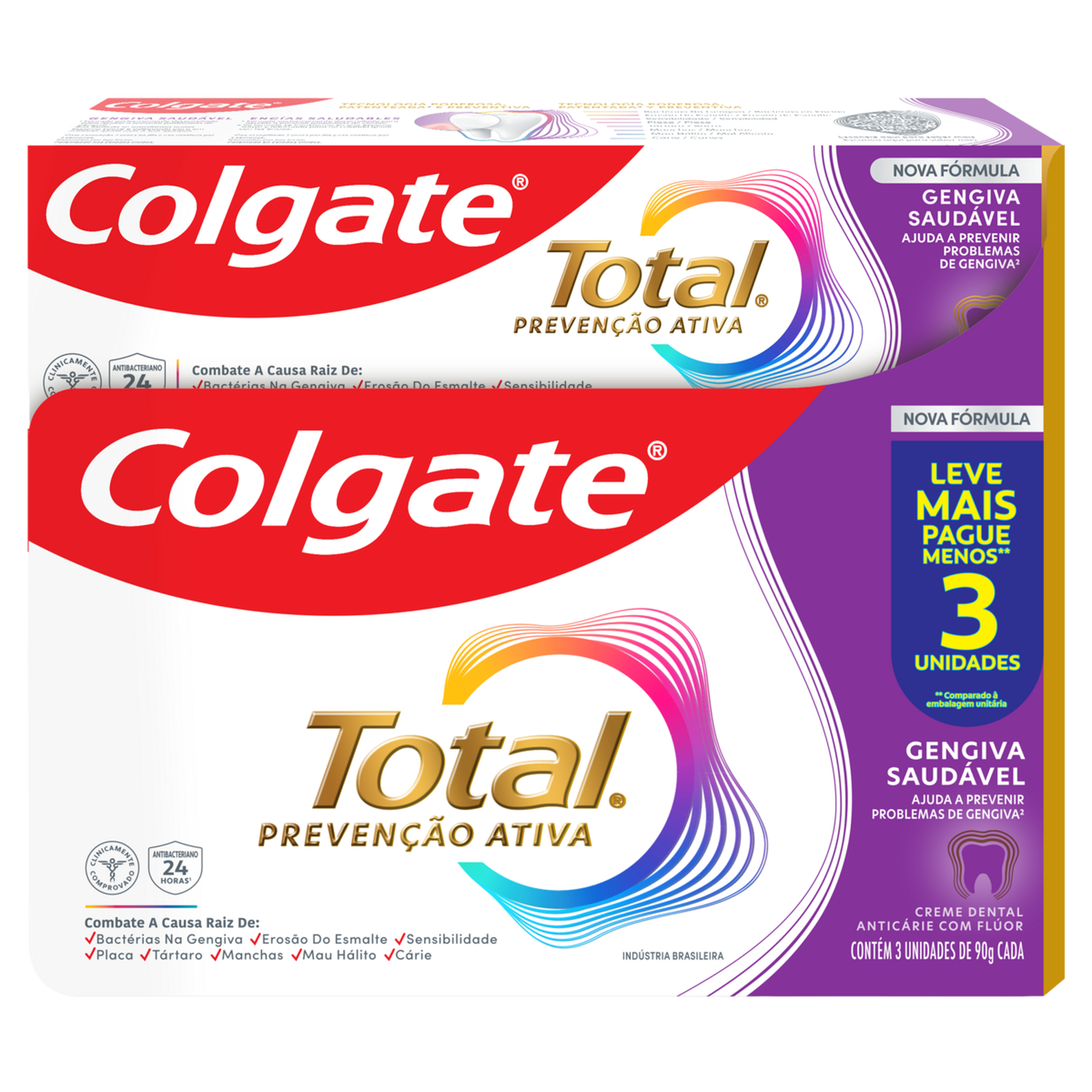 Creme Dental Gengiva Refor&ccedil;ada Total Colgate 3x90g - Embalagem Pre&ccedil;o Especial&nbsp;